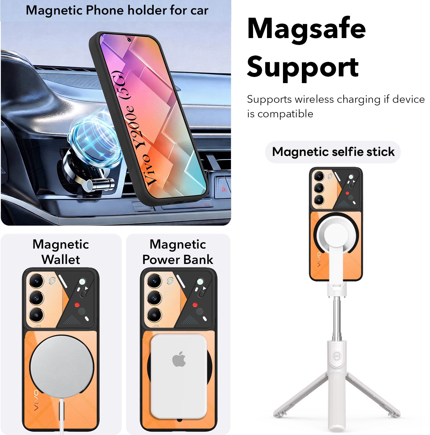 For Vivo Y200e Back Cover Case Lifetime Anti-Yellow Clear (Camera Protection | Side Grip | Wireless MagSafe Compatible)
