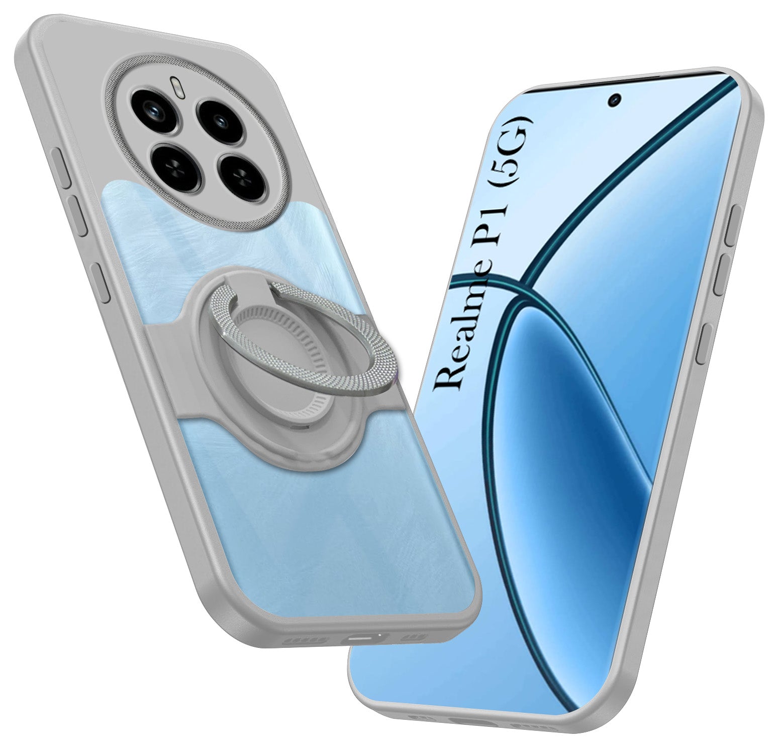 For Realme P1 5G Back Cover Case with stand (Built-in Ring Holder Kickstand | Lifetime Anti Yellow | Camera Protection)