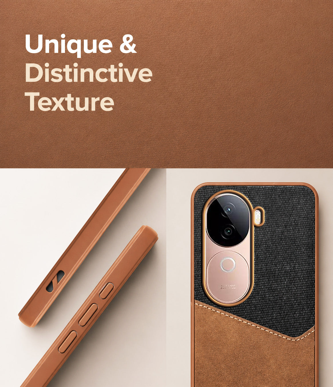 For Vivo V40e Back Cover Case (Dual PU Leather Stitch | Professional Minimalist | Soft and Flexible)