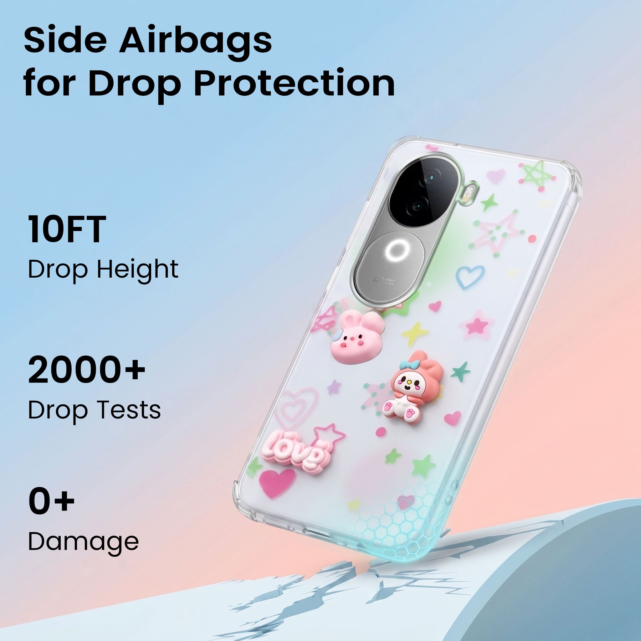 For Vivo iQOO Z9s Back Cover Case (3D Cute Cartoons | Hard Back Side Soft | Matte Premium Finish | HD Printing)