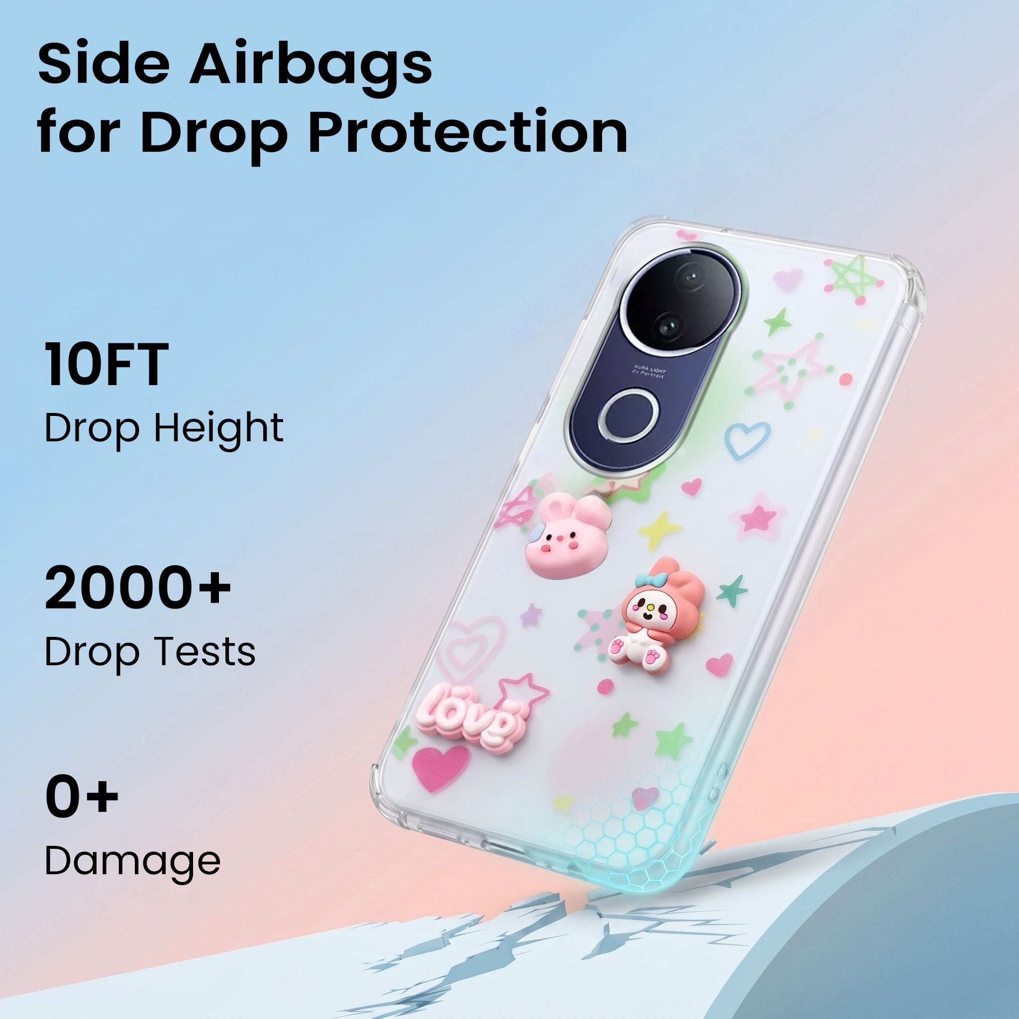 For Vivo T4R Back Cover Case (3D Cute Cartoons | Hard Back Side Soft | Matte Premium Finish | HD Printing)