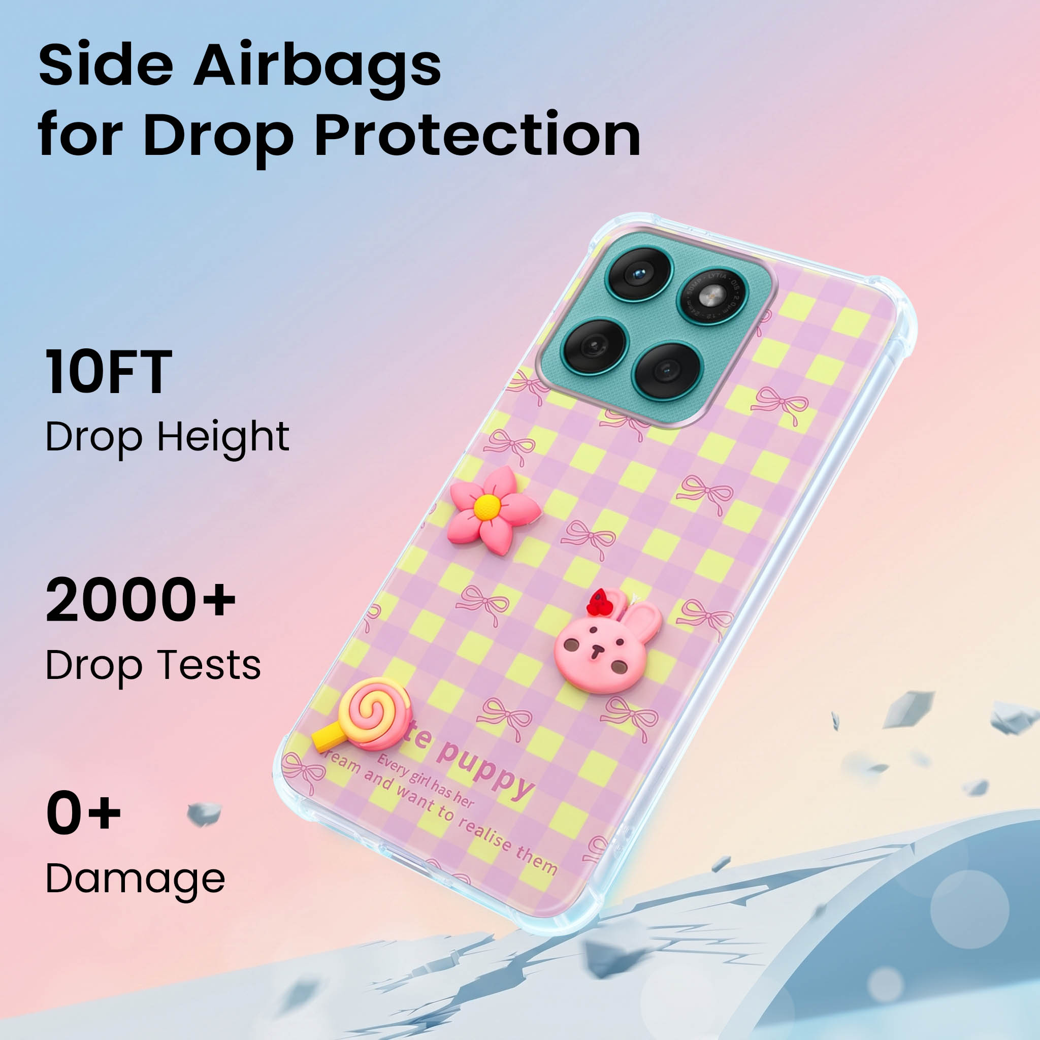 For Motorola Moto Edge 60 Fusion Back Cover Case (3D Cute Cartoons | Hard Back Side Soft | Matte Premium Finish | HD Printing)