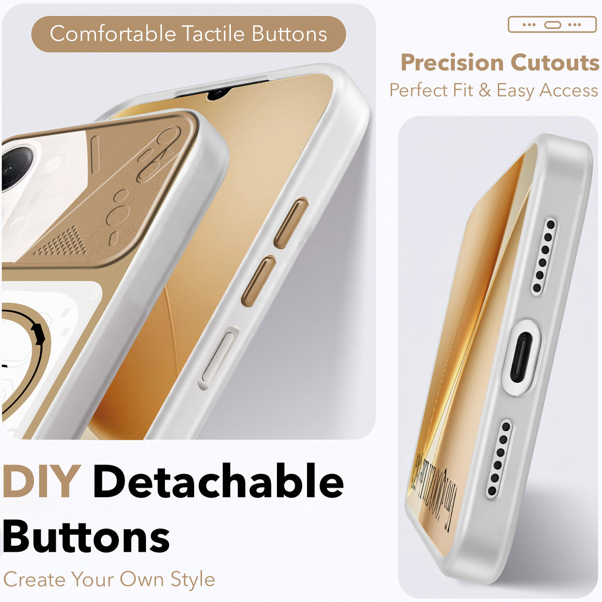For Vivo iQOO Z11 Lite Metallic Back Cover Case (Metallic Camera Protection & Buttons | Translucent Milky Shade | Hard Polycarbonate)