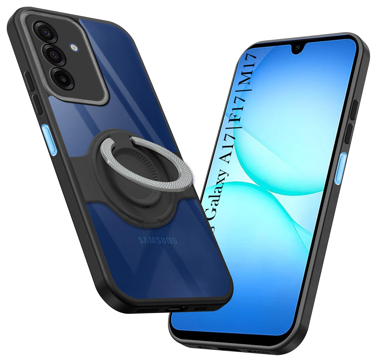 For Samsung Galaxy A17 | Samsung F17 | Samsung M17 5G Back Cover Case with stand (Built-in Ring Holder Kickstand | Lifetime Anti Yellow | Camera Protection)