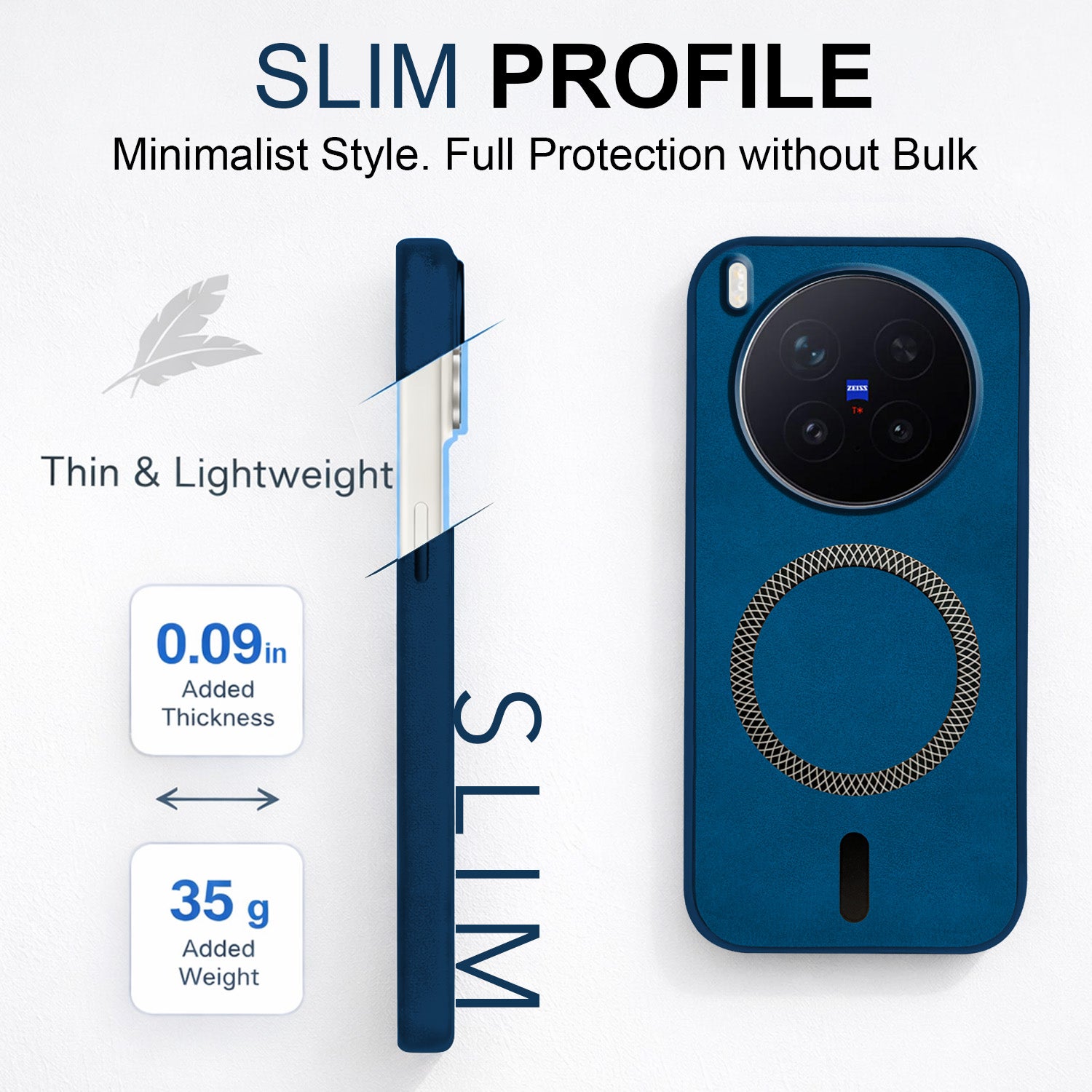For Vivo X300 Pro Back Cover Case Leather Finish (MagSafe Compatible Wireless Charging | Soft Touch | Camera Bump Protection)