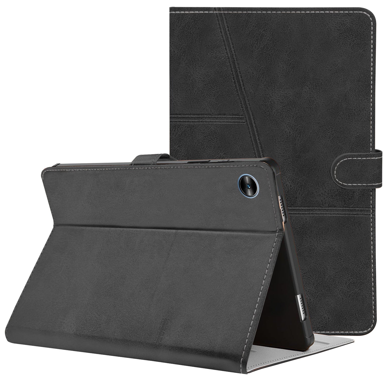 For Realme Pad Mini 8.7 Inch RMP2105/2106 Flip Cover Folio Case (PU Leather | Multi-Angle Smart Stand | Card Storage Slots | Silicone Back Pouch)