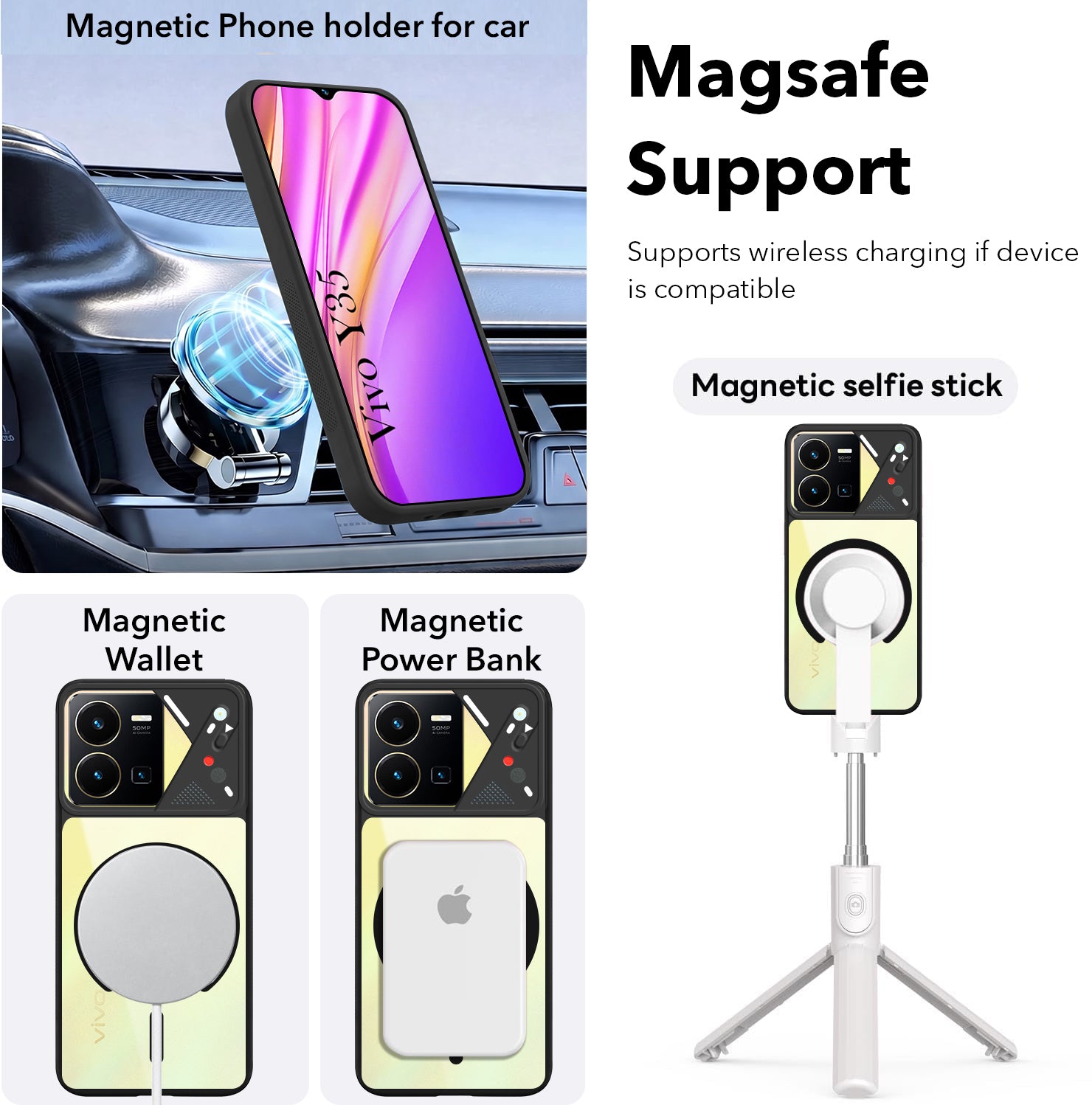For Vivo Y35 Back Cover Case Lifetime Anti-Yellow Clear (Camera Protection | Side Grip | Wireless MagSafe Compatible)