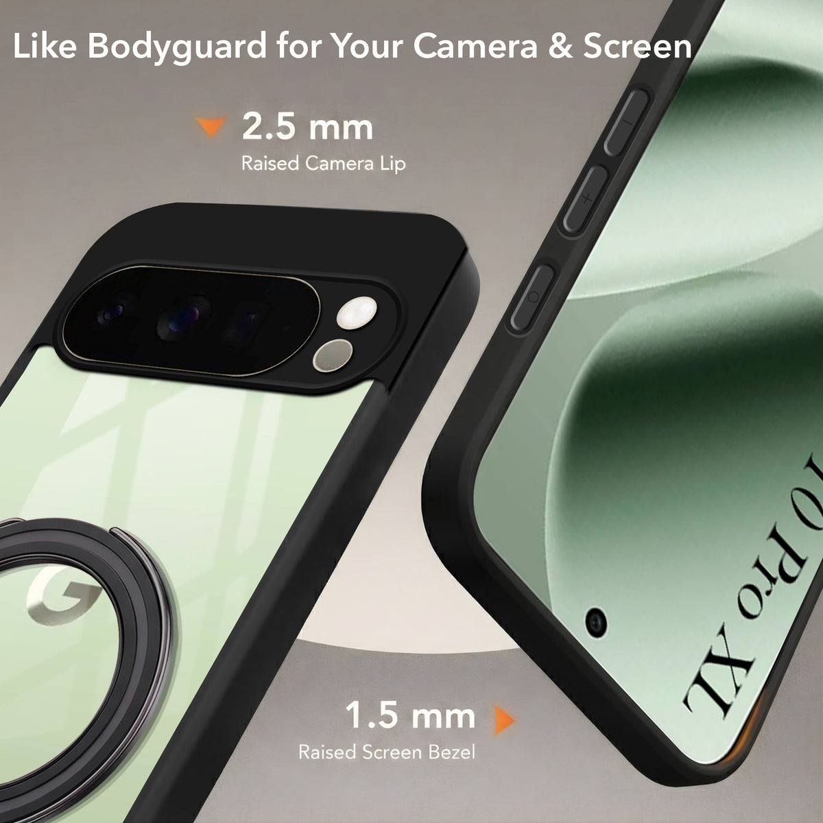 For Google Pixel 10 Pro XL Back Cover Case (Kick Stand Ring Holder | Life time Anti Yellow | Camera Protection)