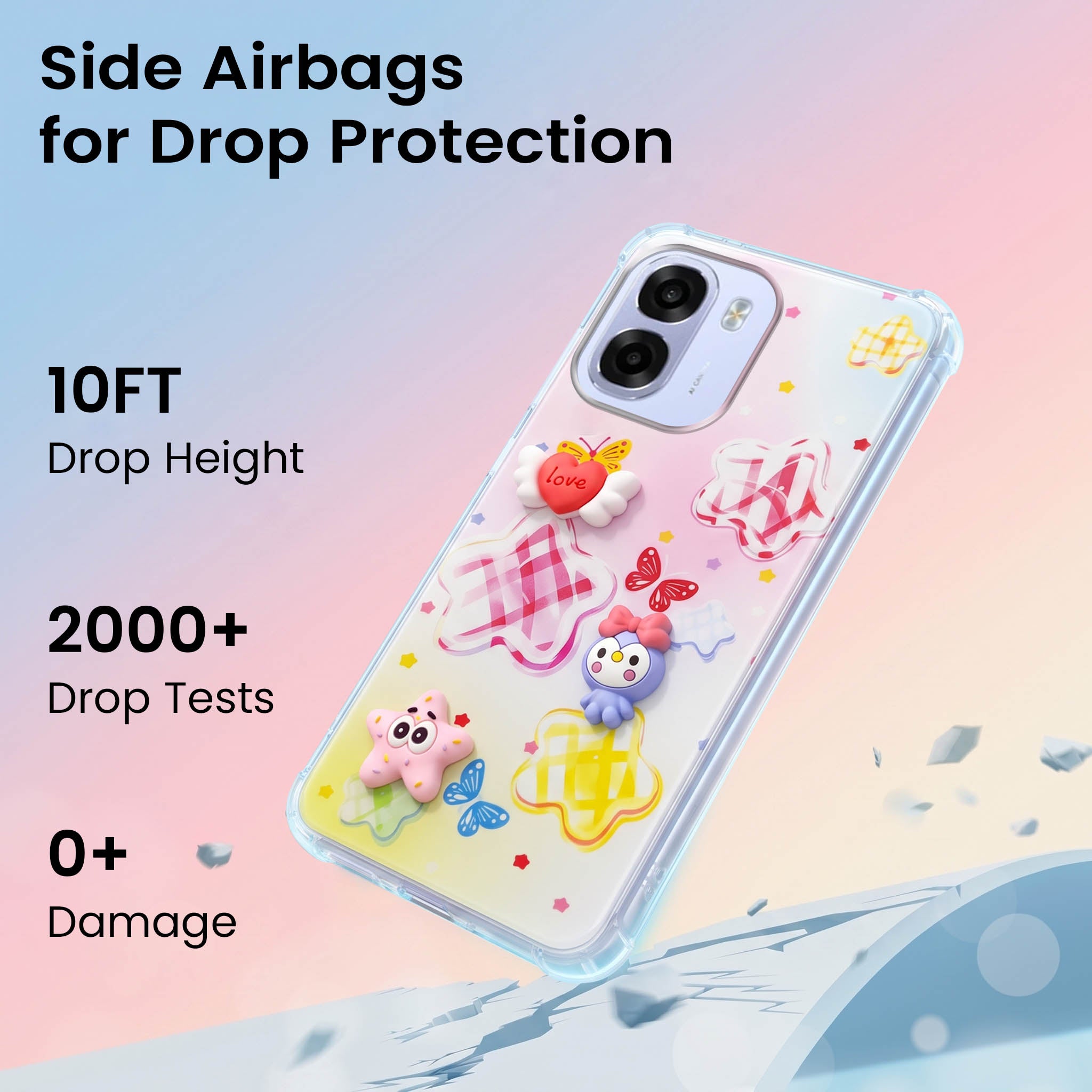 For Oppo K14x 5G Back Cover Case (3D Cute Cartoons | Hard Back Side Soft | Matte Premium Finish | HD Printing)