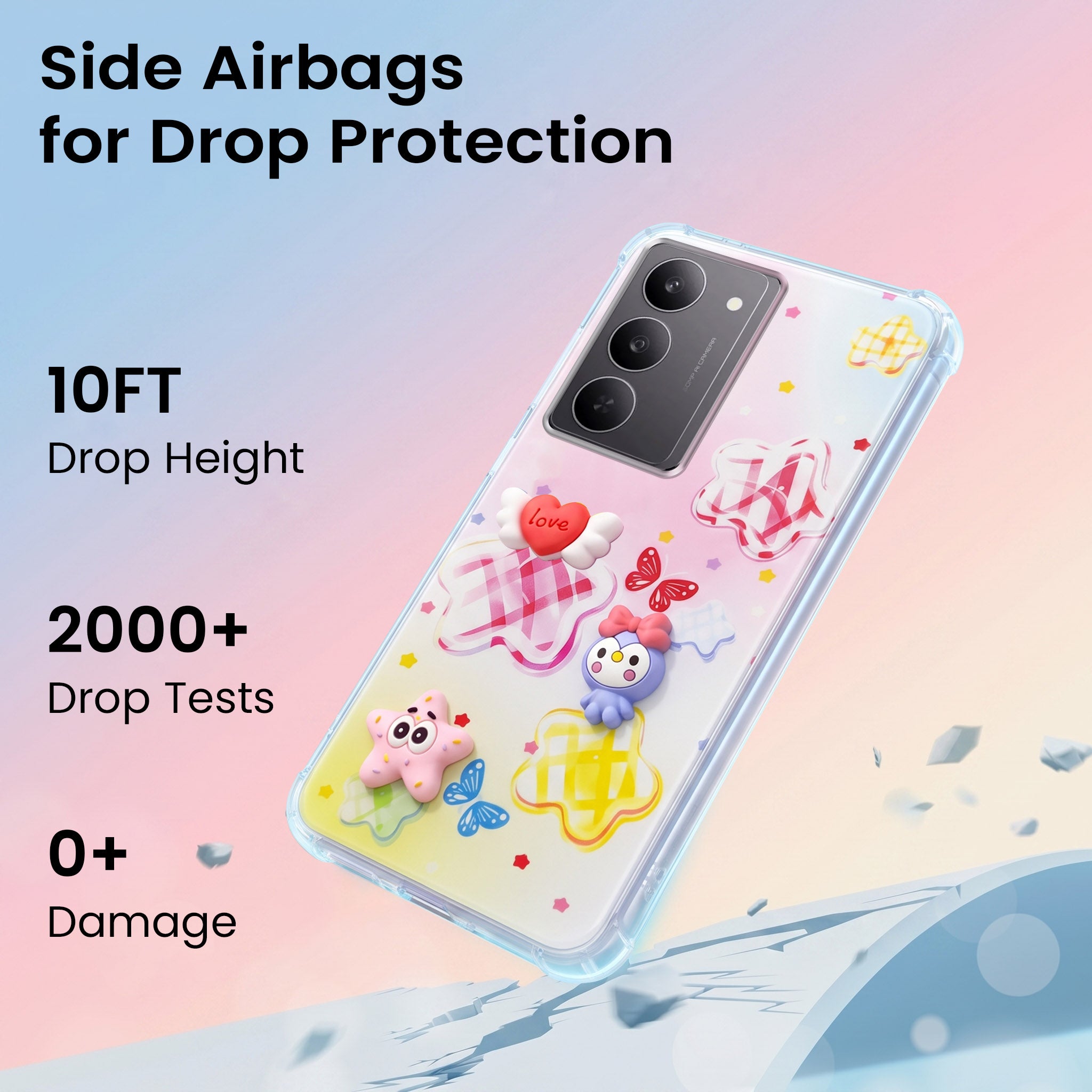 For Realme 14X Back Cover Case (3D Cute Cartoons | Hard Back Side Soft | Matte Premium Finish | HD Printing)