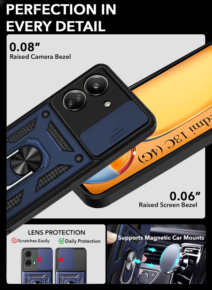 For Redmi 13C 4G Back Cover Case (Hybrid Dual Armor Polycarbonate)