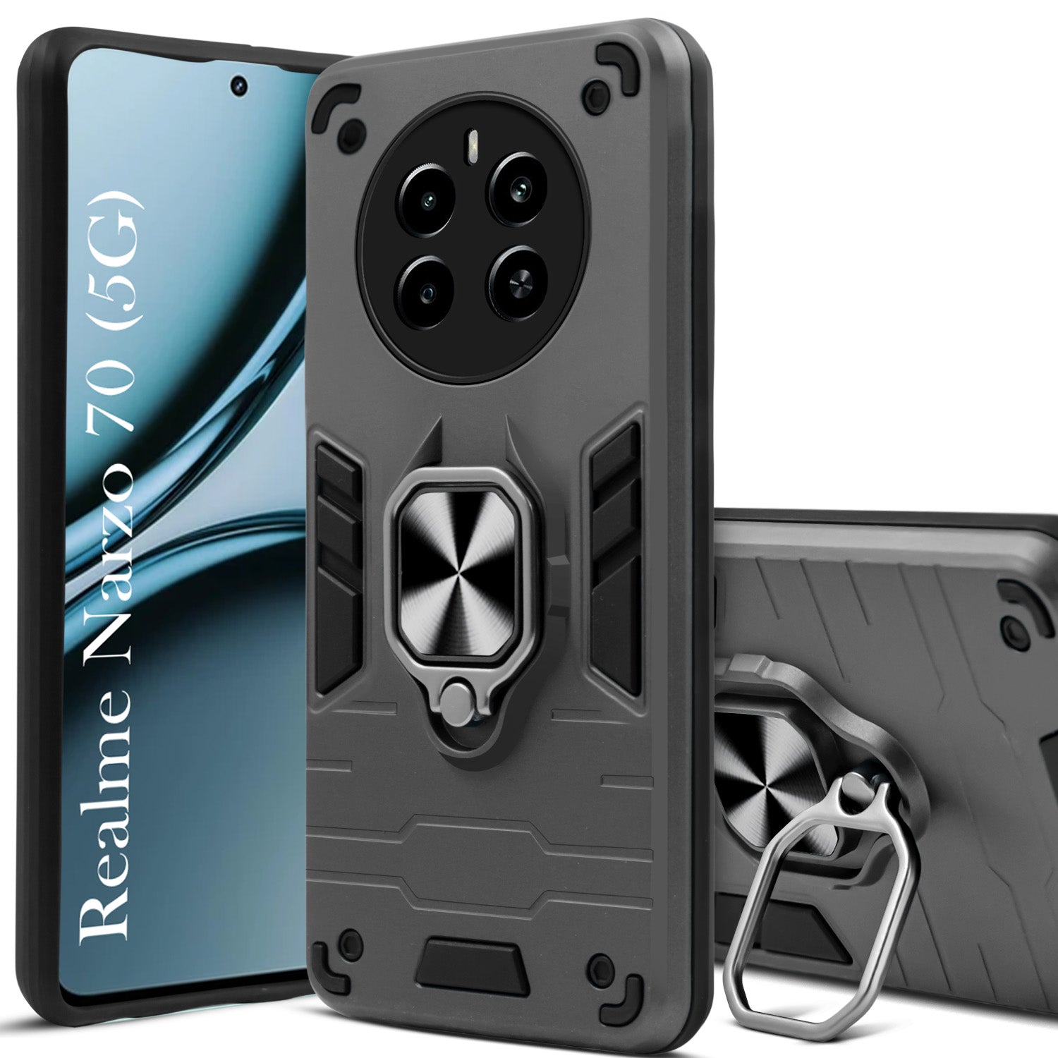 For Realme Narzo 70 5G Back Cover Case (Shockproof Polycarbonate Dual Layer Hybrid Armor)