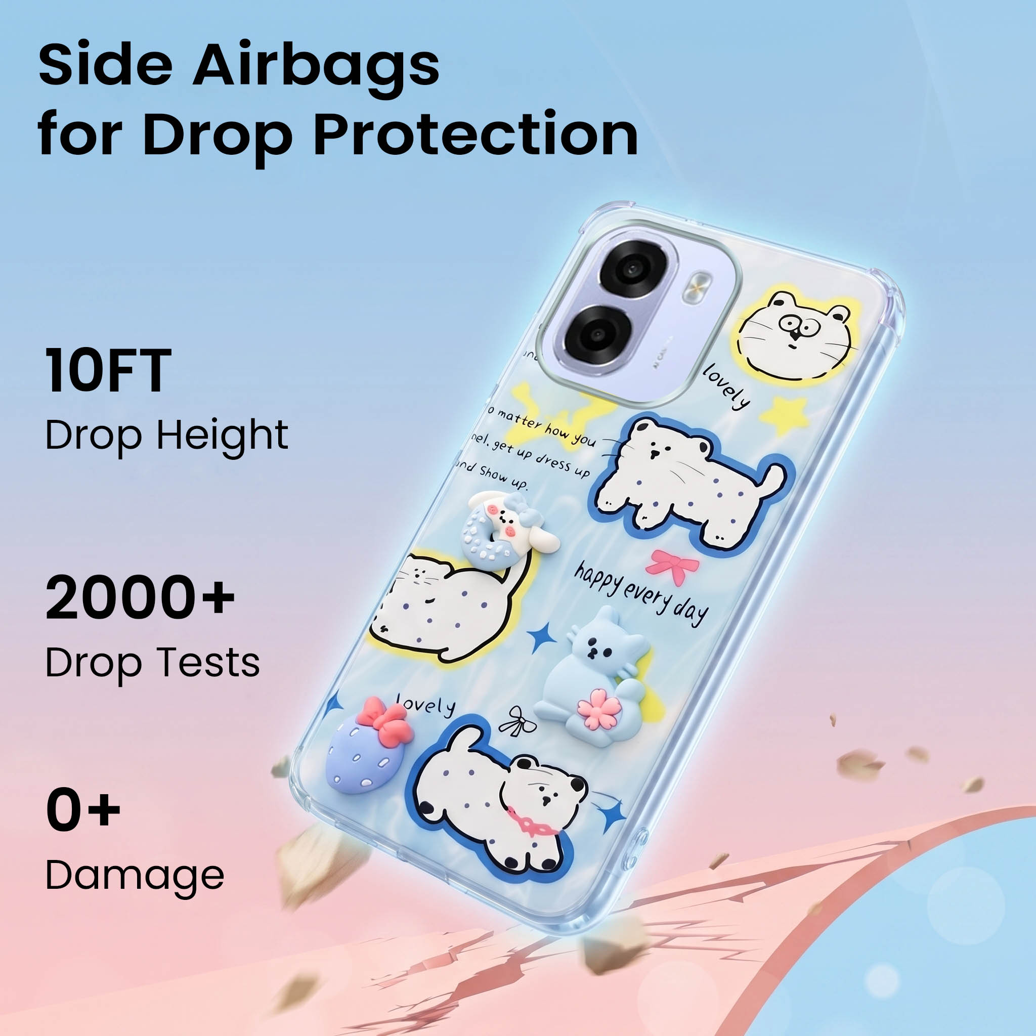 For Oppo K14x 5G Back Cover Case (3D Cute Cartoons | Hard Back Side Soft | Matte Premium Finish | HD Printing)