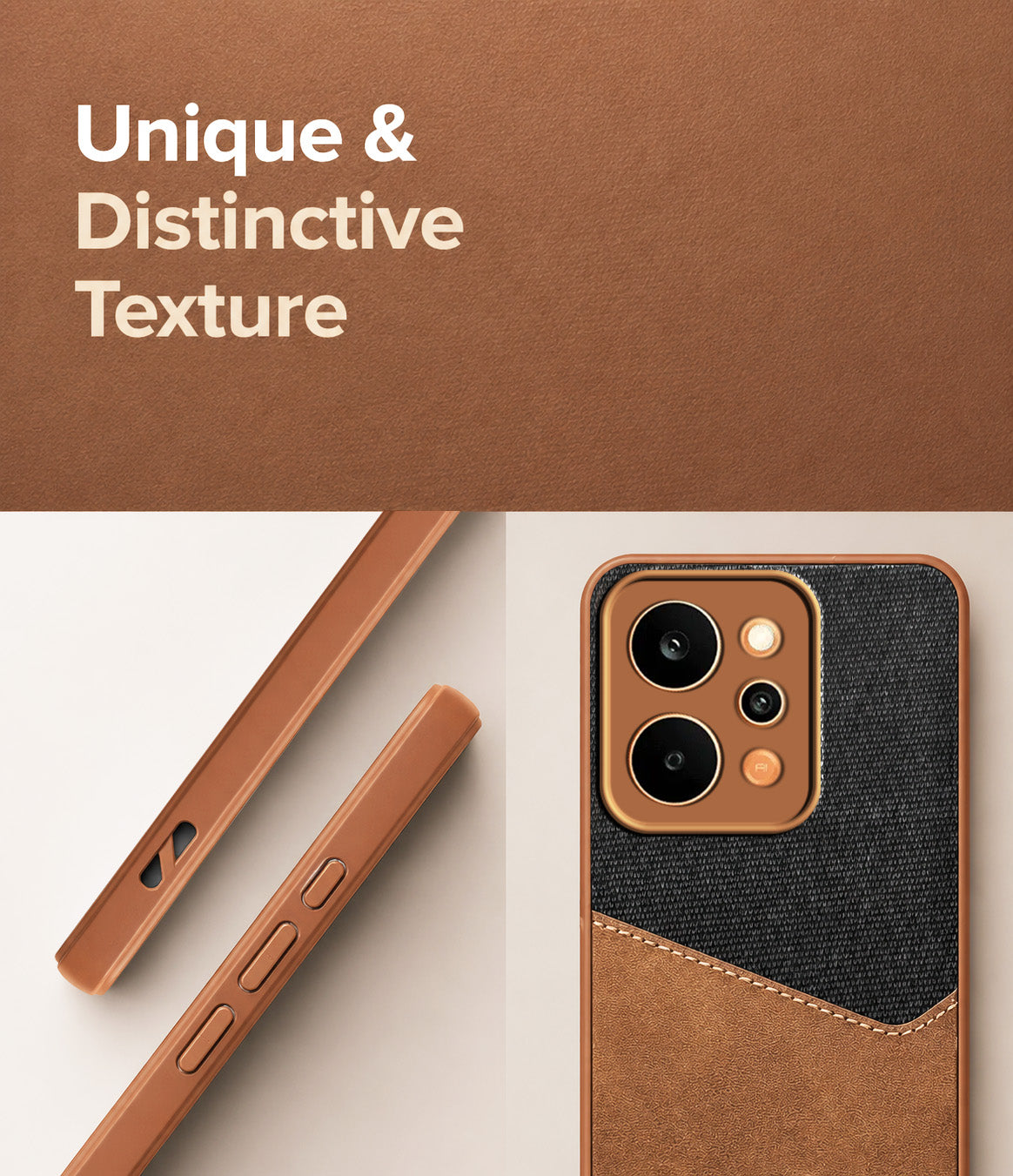For Realme P4 Power 5G | Realme Narzo Power Back Cover Case (Dual PU Leather Stitch | Professional Minimalist | Soft and Flexible)