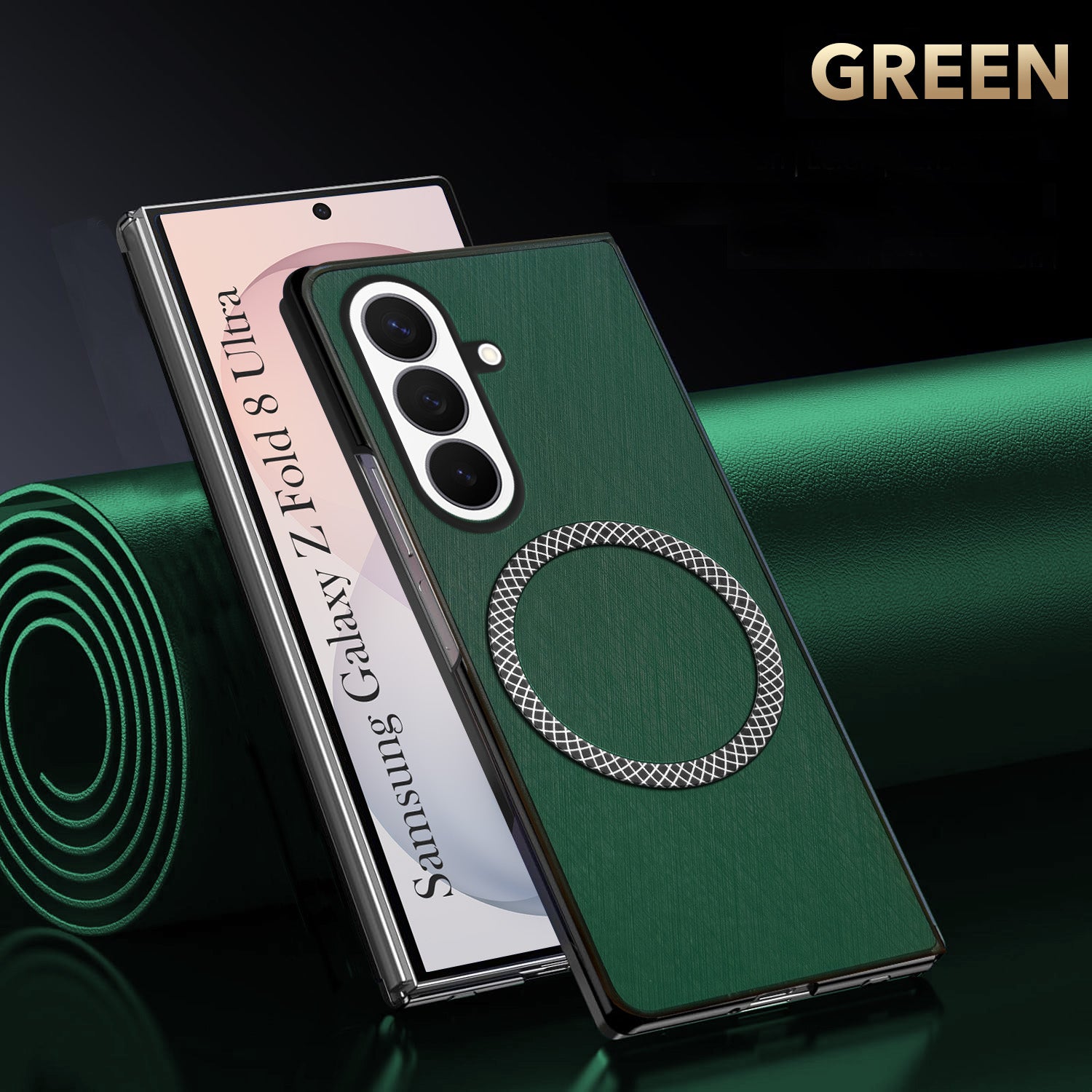 For Samsung Galaxy Z Fold 8 Ultra Back Cover Case Leather Finish (MagSafe Wireless Charging Compatible | Sleek and Professional)