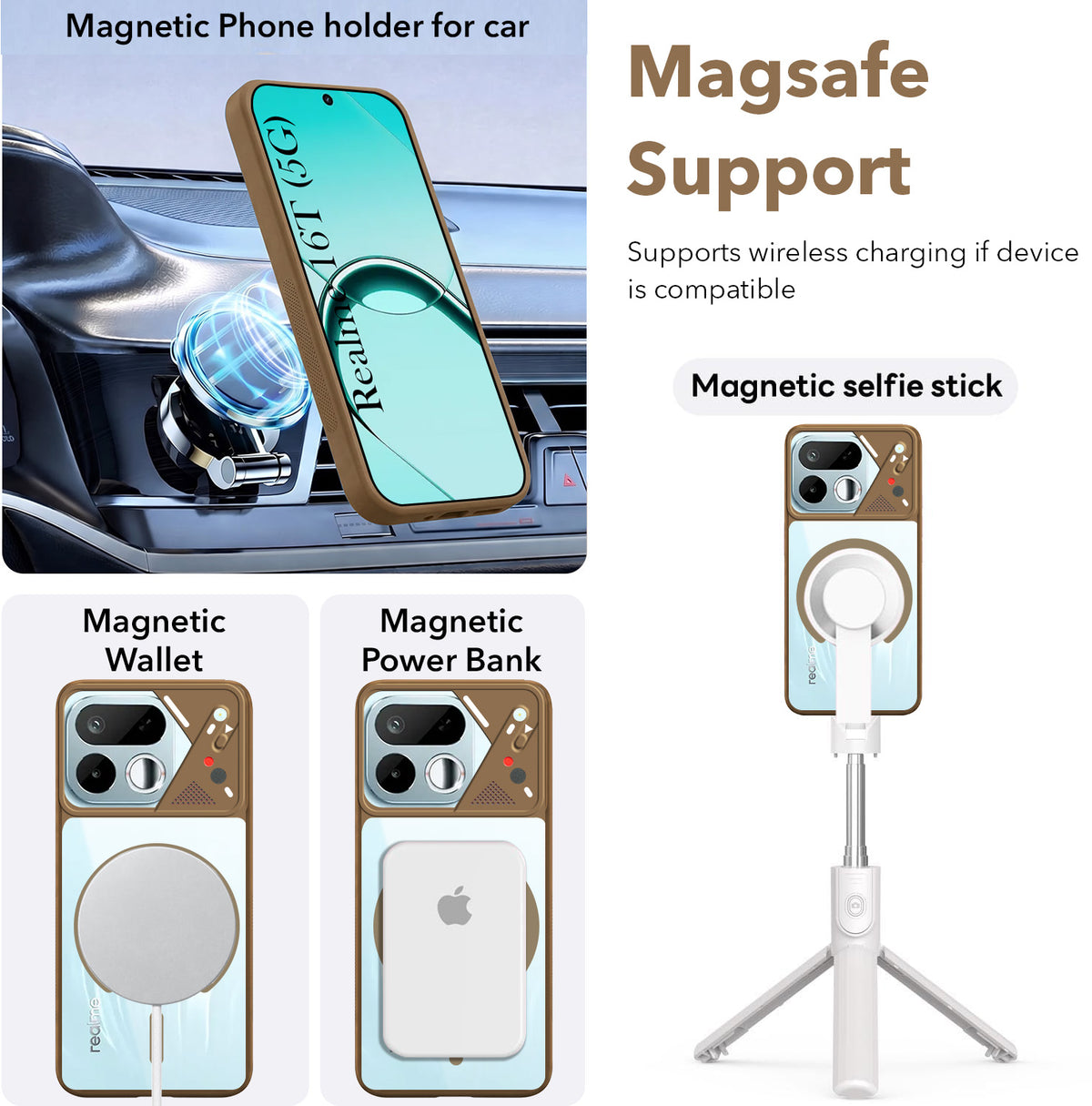 For Realme 16T 5G Back Cover Case Lifetime Anti-Yellow Clear (Camera Protection | Side Grip | Wireless MagSafe Compatible)