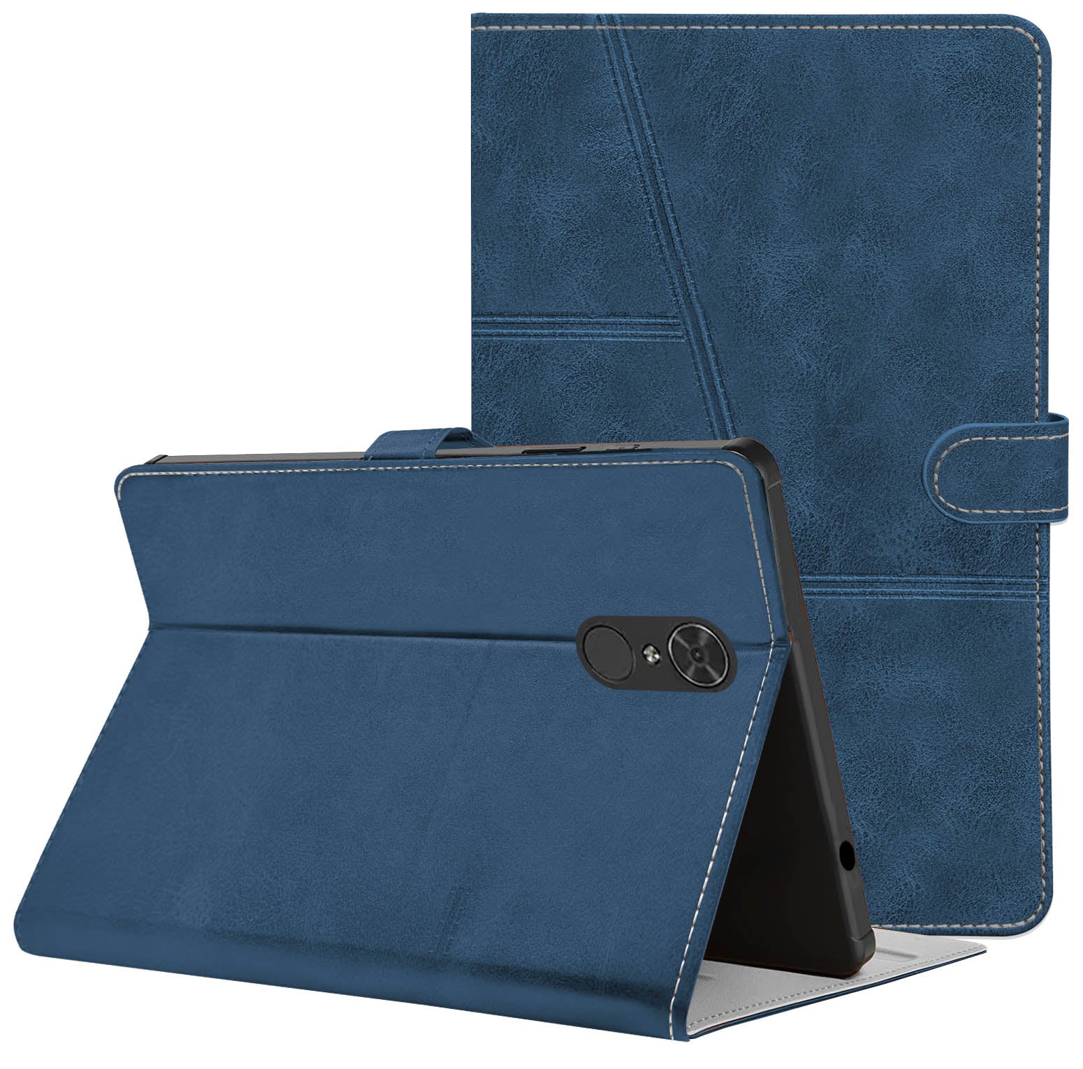 For Flip Cover Folio Case Lenovo Tab V7 (PB-6505M, PB-6505MC) 8 Inch (PU Leather | Multi-Angle Smart Stand | Card Storage Slots | Silicone Back Pouch)