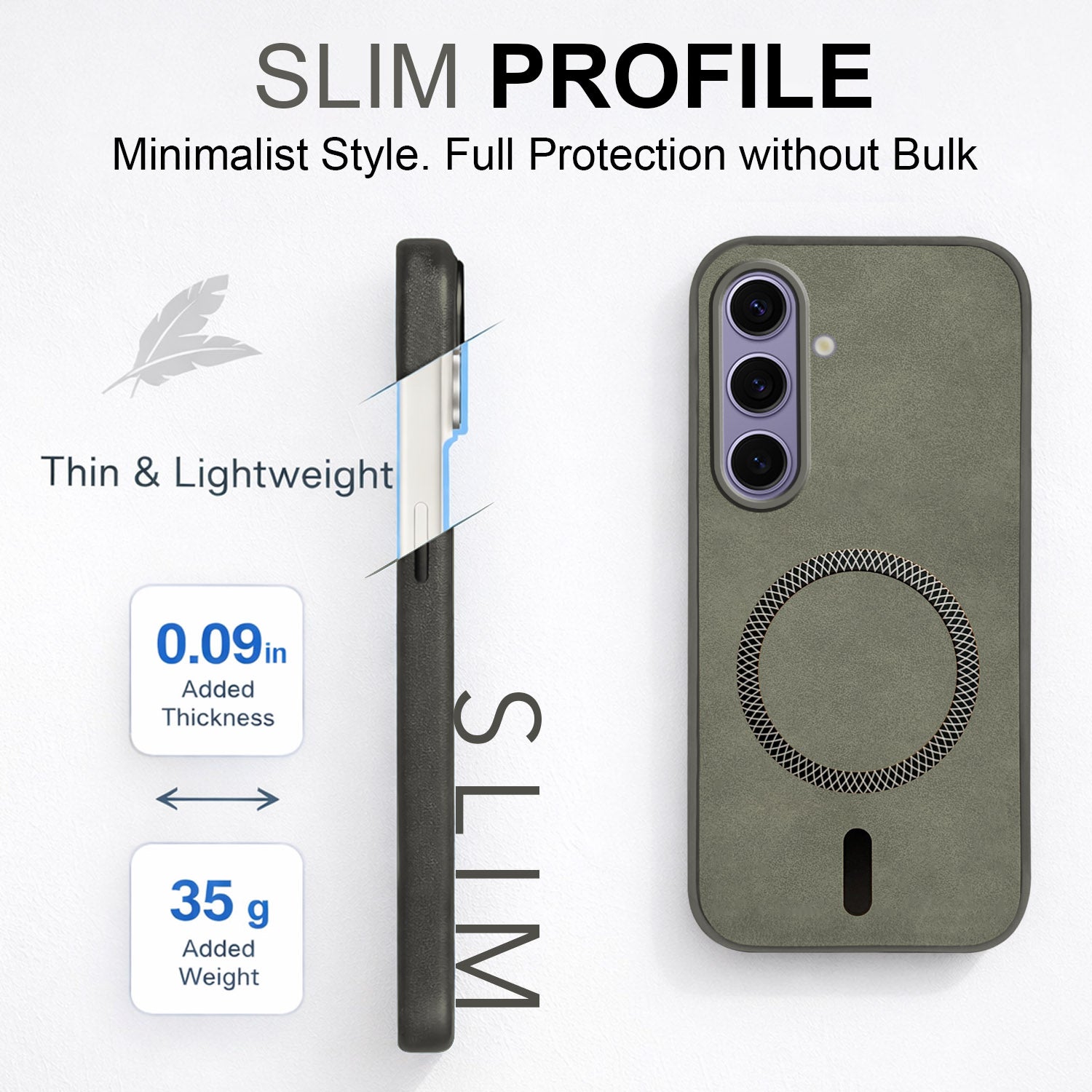 For Samsung Galaxy S24 Back Cover Case (Sleek Leather Finish | MagSafe Compatible Wireless Charging | Camera Bump Protection)
