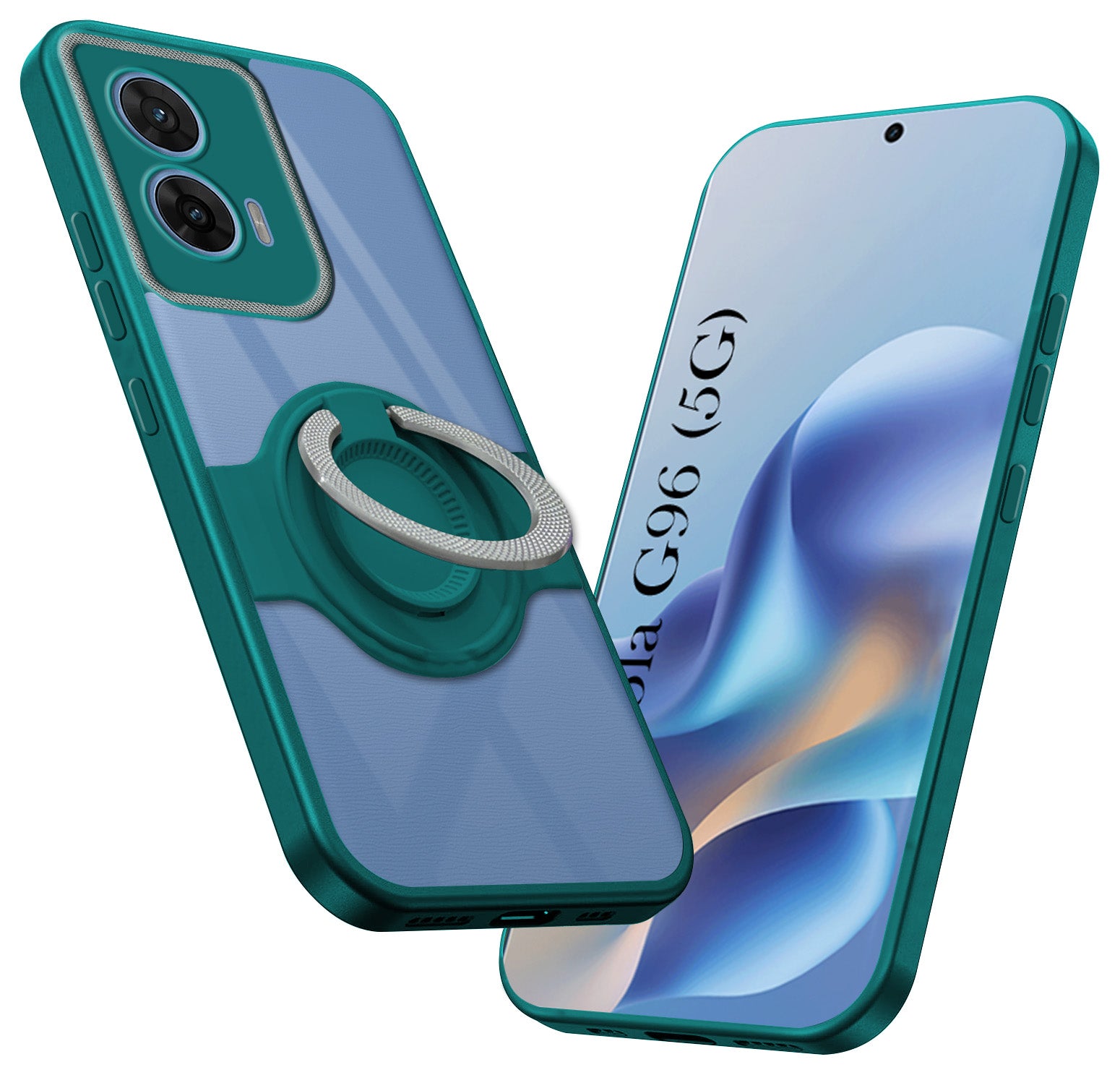 For Motorola Moto G96 Back Cover Case with stand (Built-in Ring Holder Kickstand | Lifetime Anti Yellow | Camera Protection)