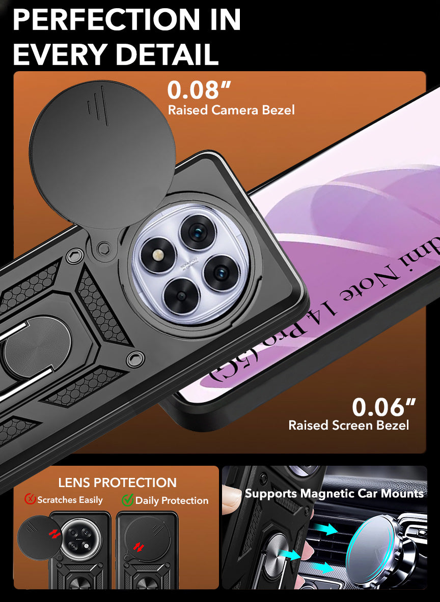 For Redmi Note 14 Pro Back Cover Case (Hybrid Dual Armor Polycarbonate)