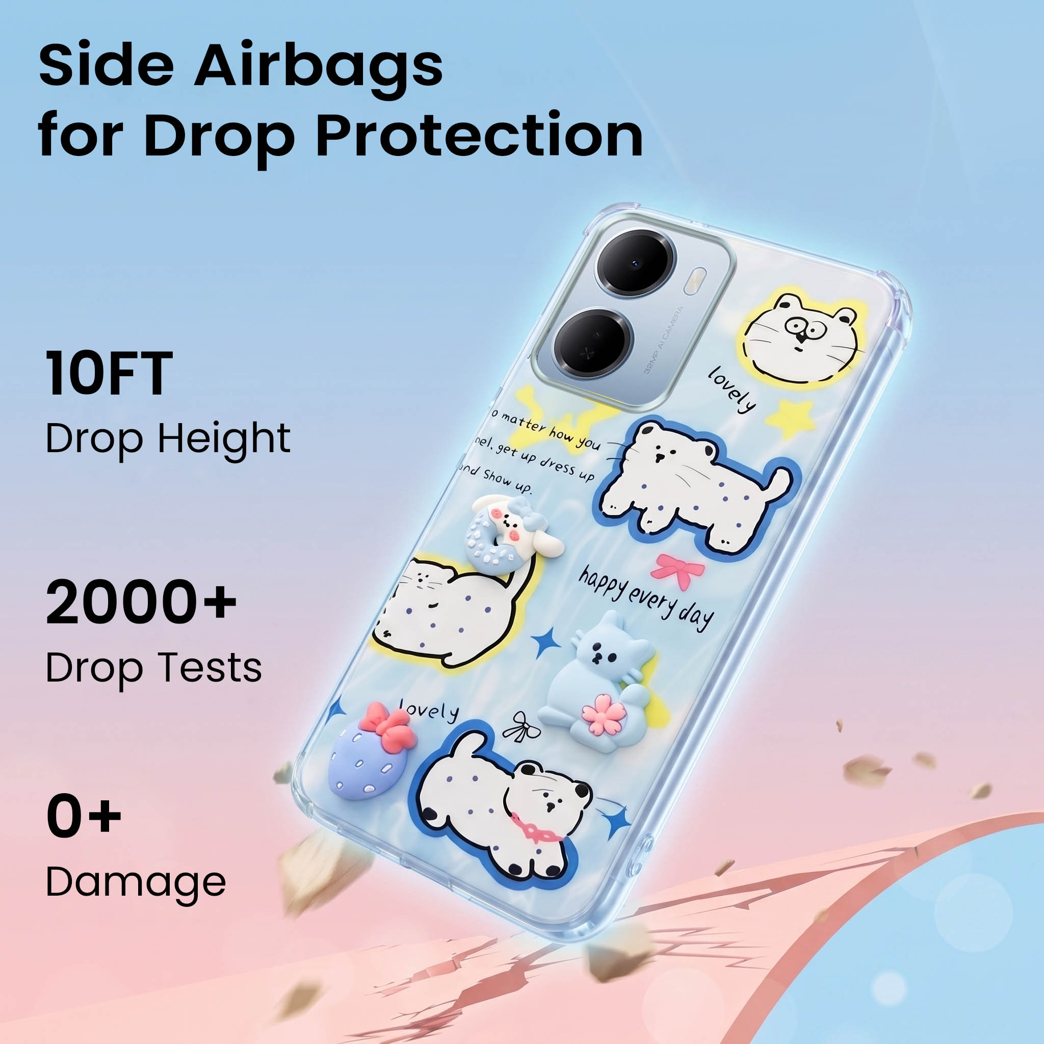 For Redmi 15A 5G Back Cover Case (3D Cute Cartoons | Hard Back Side Soft | Matte Premium Finish | HD Printing)