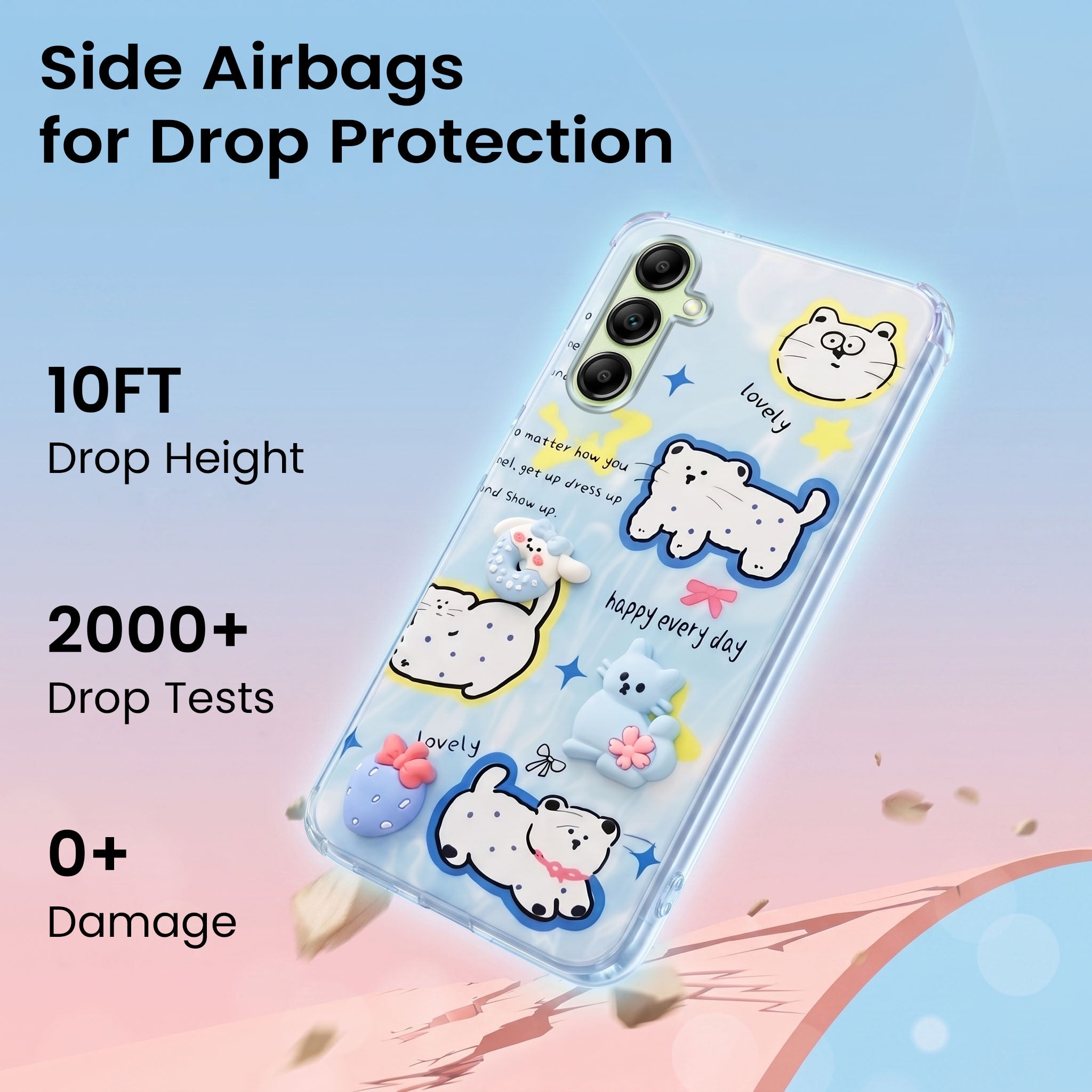 For Samsung Galaxy A14 4G | 5G Back Cover Case (3D Cute Cartoons | Hard Back Side Soft | Matte Premium Finish | HD Printing)