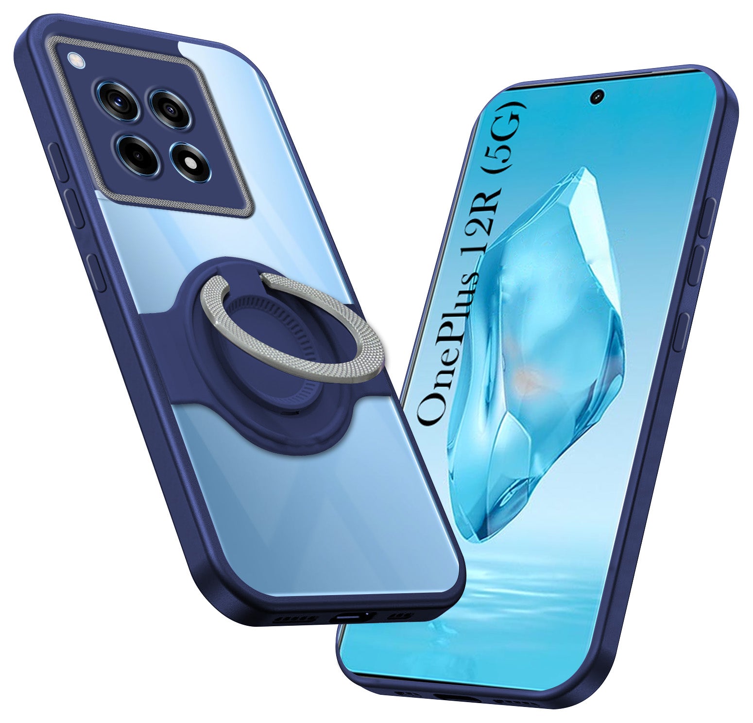 For OnePlus 12R 5G Back Cover Case with stand (Built-in Ring Holder Kickstand | Lifetime Anti Yellow | Camera Protection)