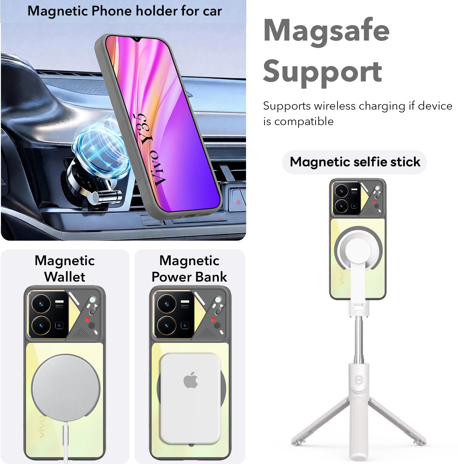 For Vivo Y35 Back Cover Case Lifetime Anti-Yellow Clear (Camera Protection | Side Grip | Wireless MagSafe Compatible)