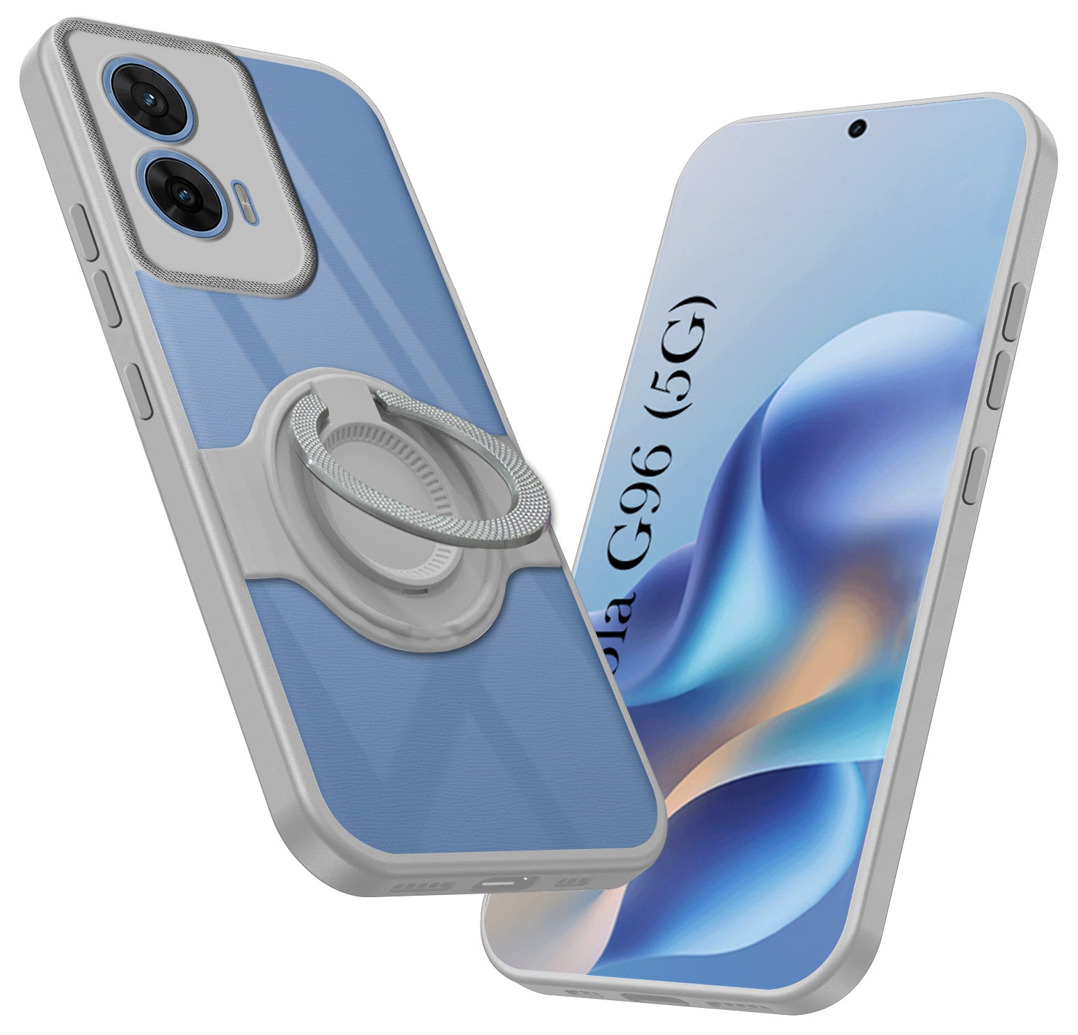 For Motorola Moto G96 Back Cover Case with stand (Built-in Ring Holder Kickstand | Lifetime Anti Yellow | Camera Protection)
