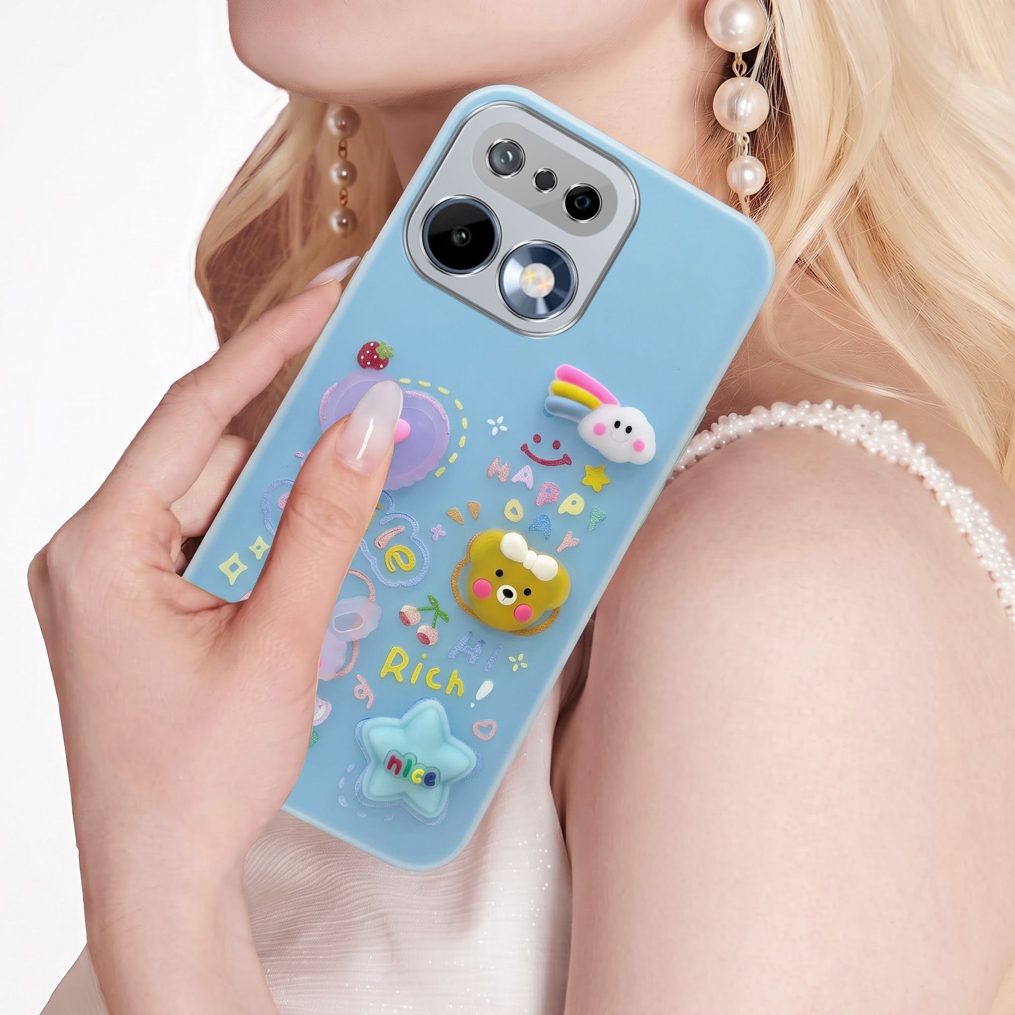 For Realme 16 Pro Back Cover Case (3D Cute Cartoons | Hard Back Side Soft | Matte Premium Finish | HD Printing)