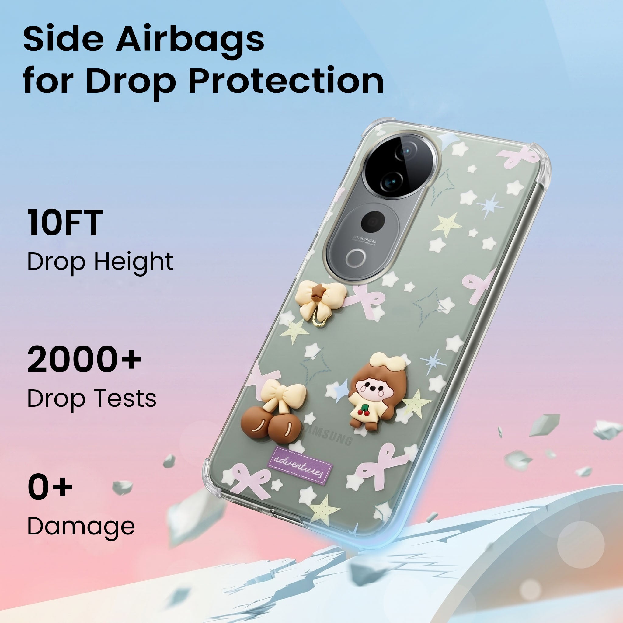 For Vivo T3 Ultra Back Cover Case (3D Cute Cartoons | Hard Back Side Soft | Matte Premium Finish | HD Printing)