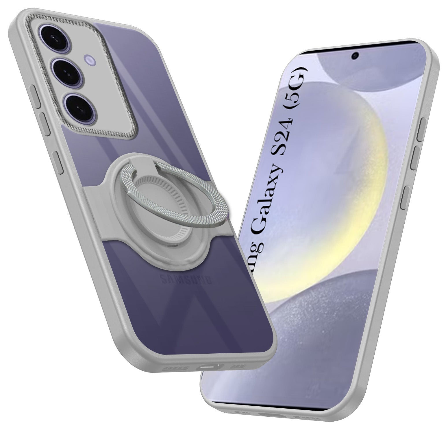 For Samsung Galaxy S24 Back Cover Case with stand (Built-in Ring Holder Kickstand | Lifetime Anti Yellow | Camera Protection)