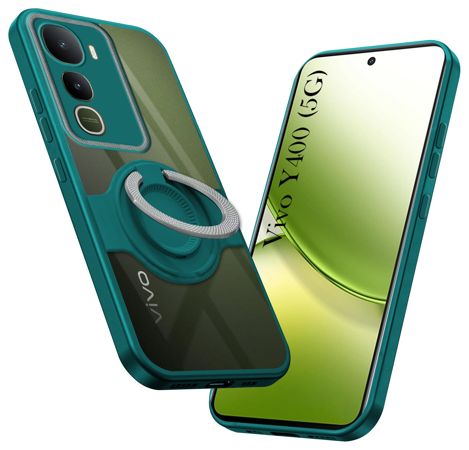 For Vivo Y400 Back Cover Case with stand (Built-in Ring Holder Kickstand | Lifetime Anti Yellow | Camera Protection)