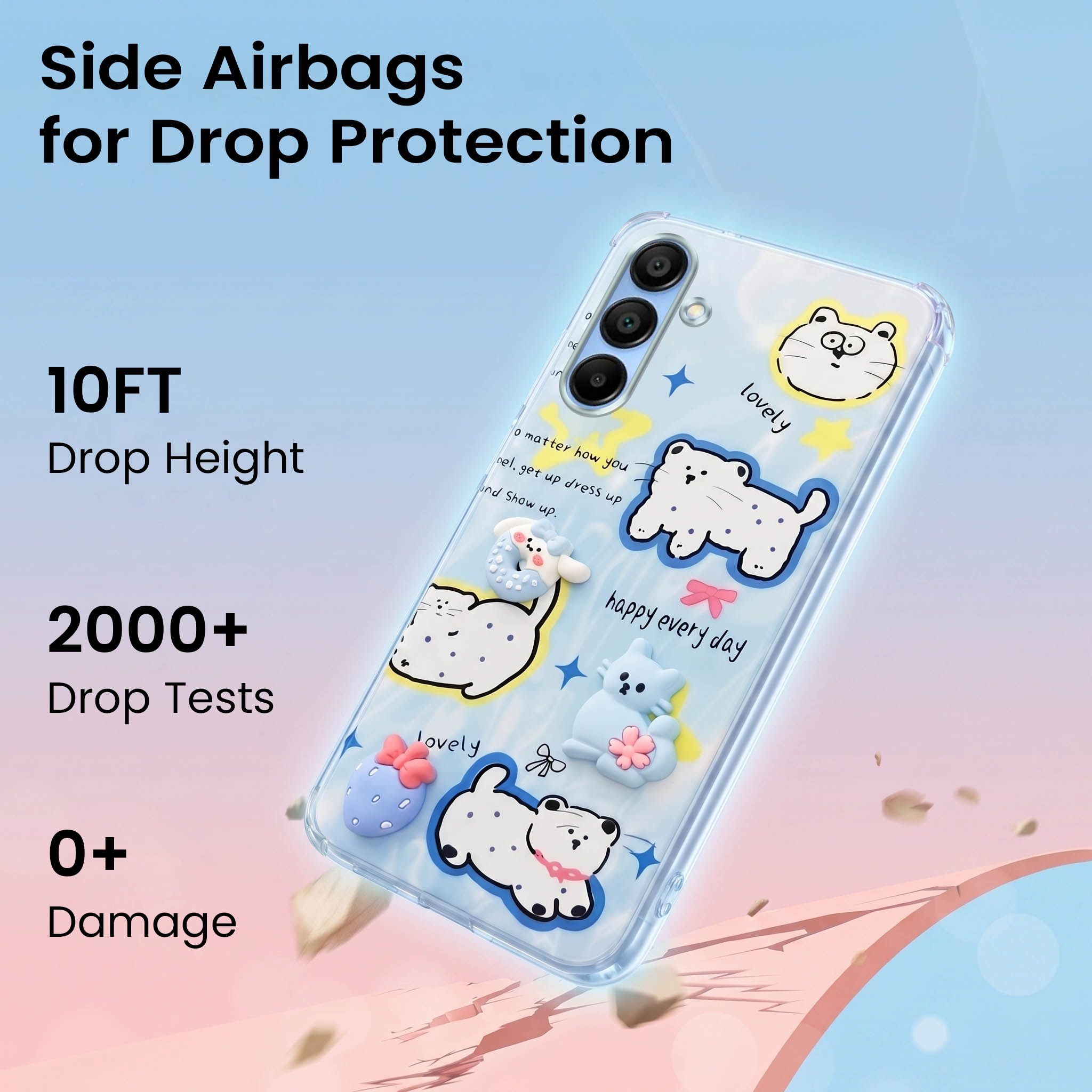 For Samsung Galaxy A15 5G Back Cover Case (3D Cute Cartoons | Hard Back Side Soft | Matte Premium Finish | HD Printing)