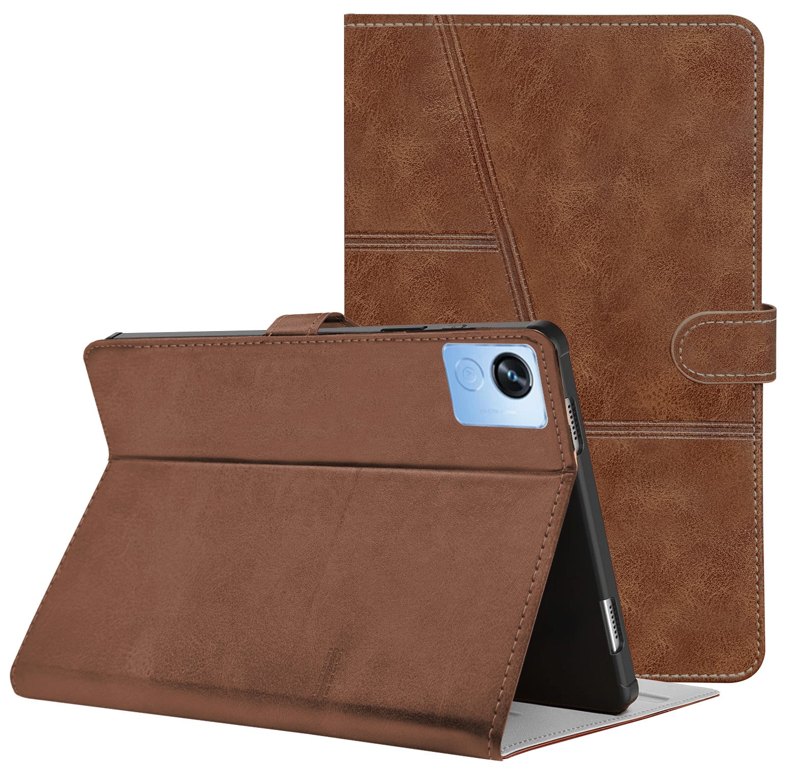 For Realme Pad X 10.95 Inch RMP2107/P2108 Flip Cover Folio Case (PU Leather | Multi-Angle Smart Stand | Card Storage Slots | Silicone Back Pouch)