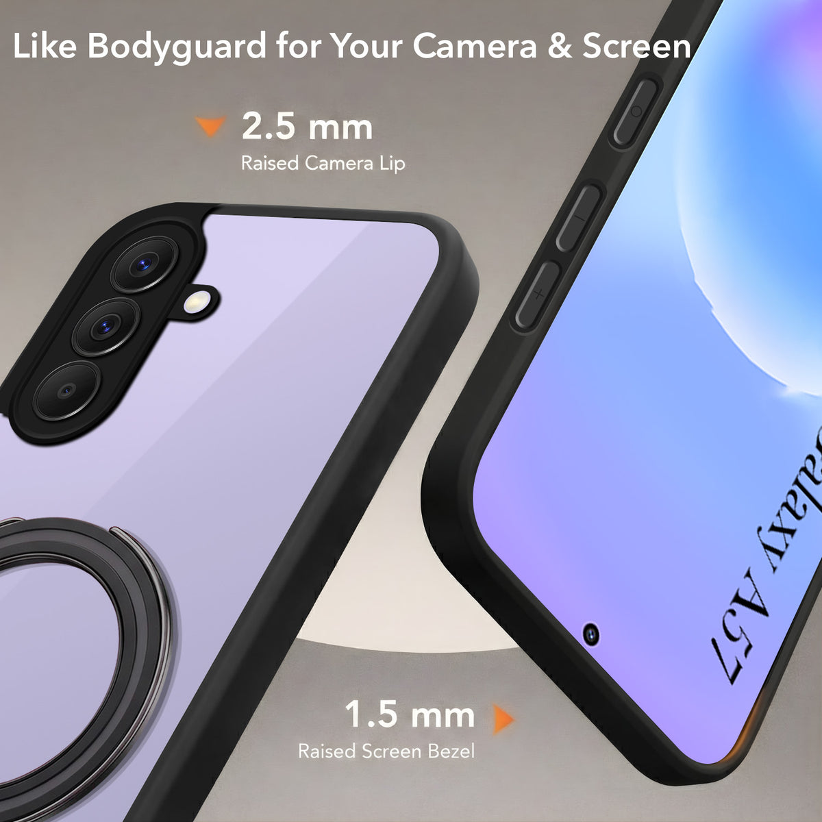 For Samsung Galaxy A57 5G Back Cover Case (Kick Stand Ring Holder | Life time Anti Yellow | Camera Protection)