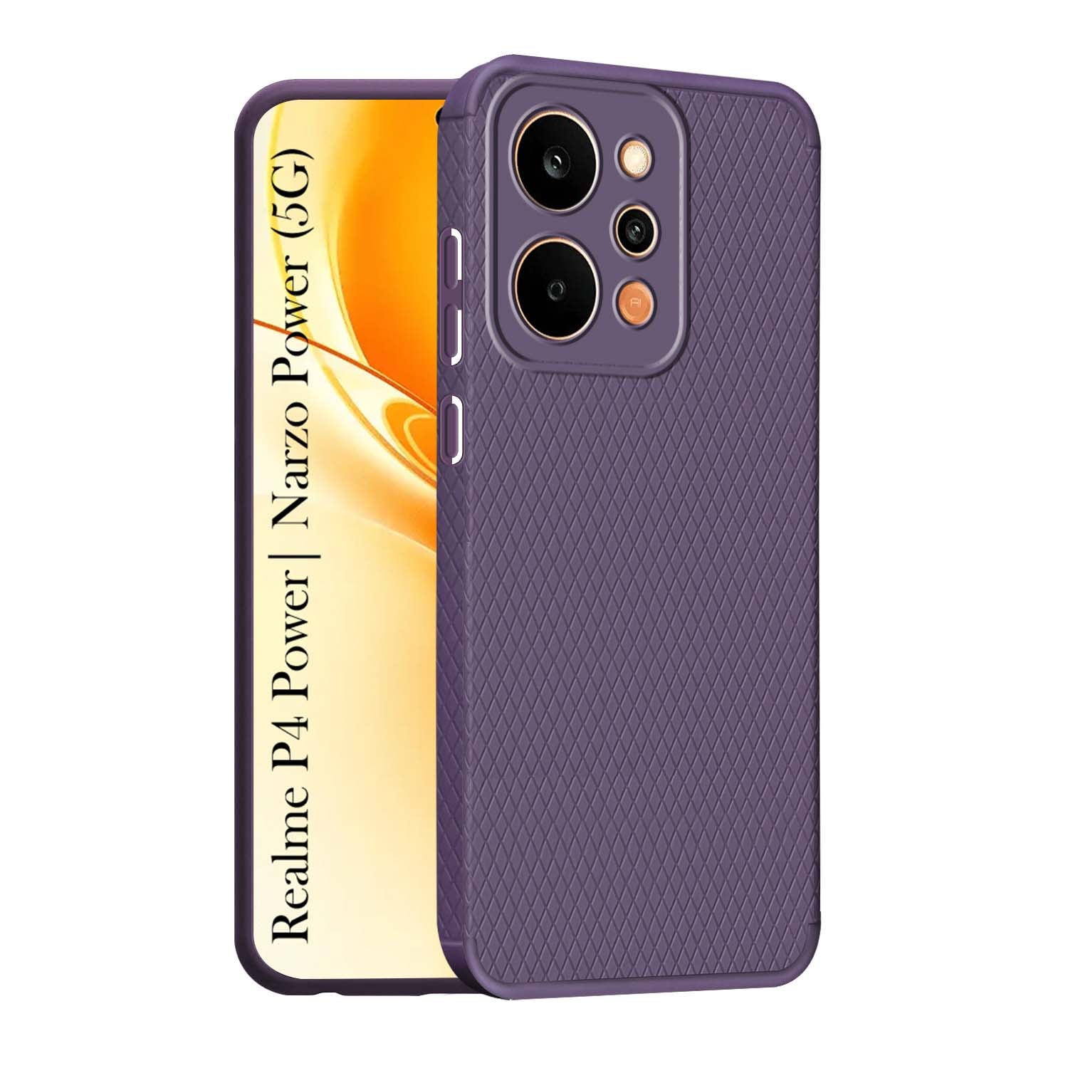 For Realme P4 Power 5G | Realme Narzo Power Back Cover Case Liquid Silicone (Camera Protection | Side Grip Texture | Soft and Flexible)