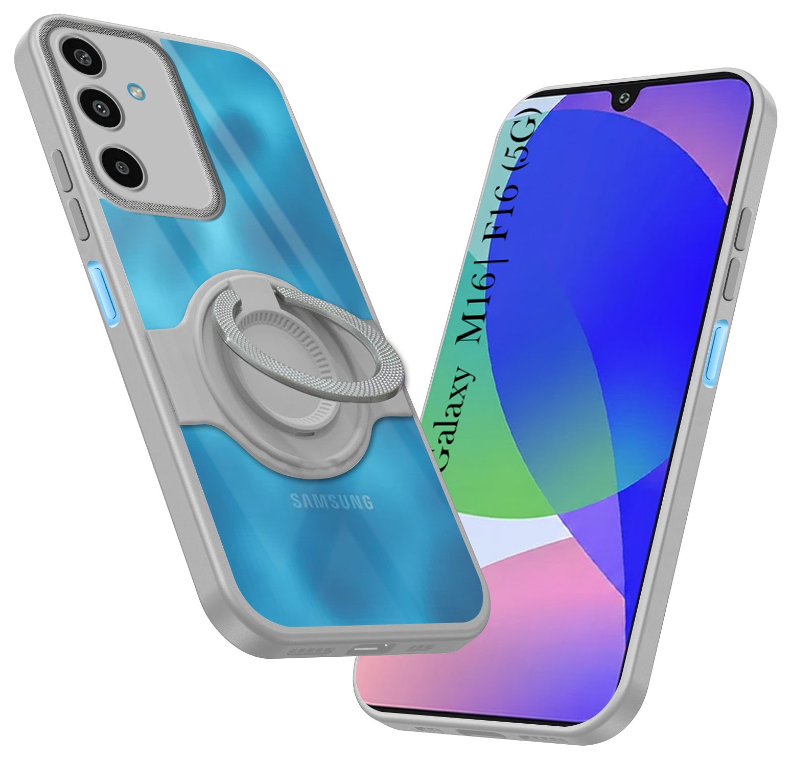For Samsung Galaxy M16 5G | Samsung Galaxy F16 5G Back Cover Case with stand (Built-in Ring Holder Kickstand | Lifetime Anti Yellow | Camera Protection)