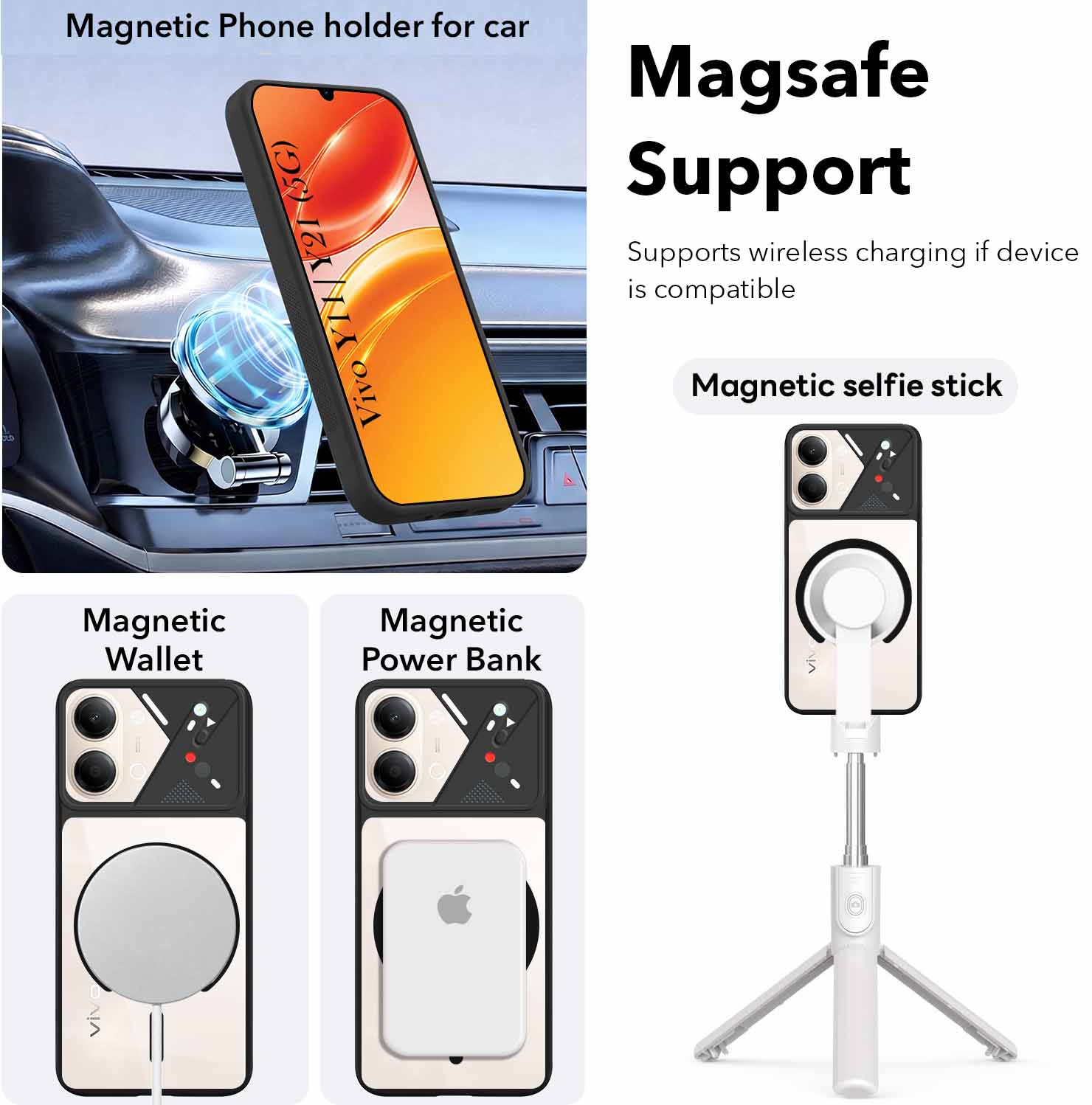 For Vivo Y11 | Vivo Y21 5G Back Cover Case Lifetime Anti-Yellow Clear (Camera Protection | Side Grip | Wireless MagSafe Compatible)