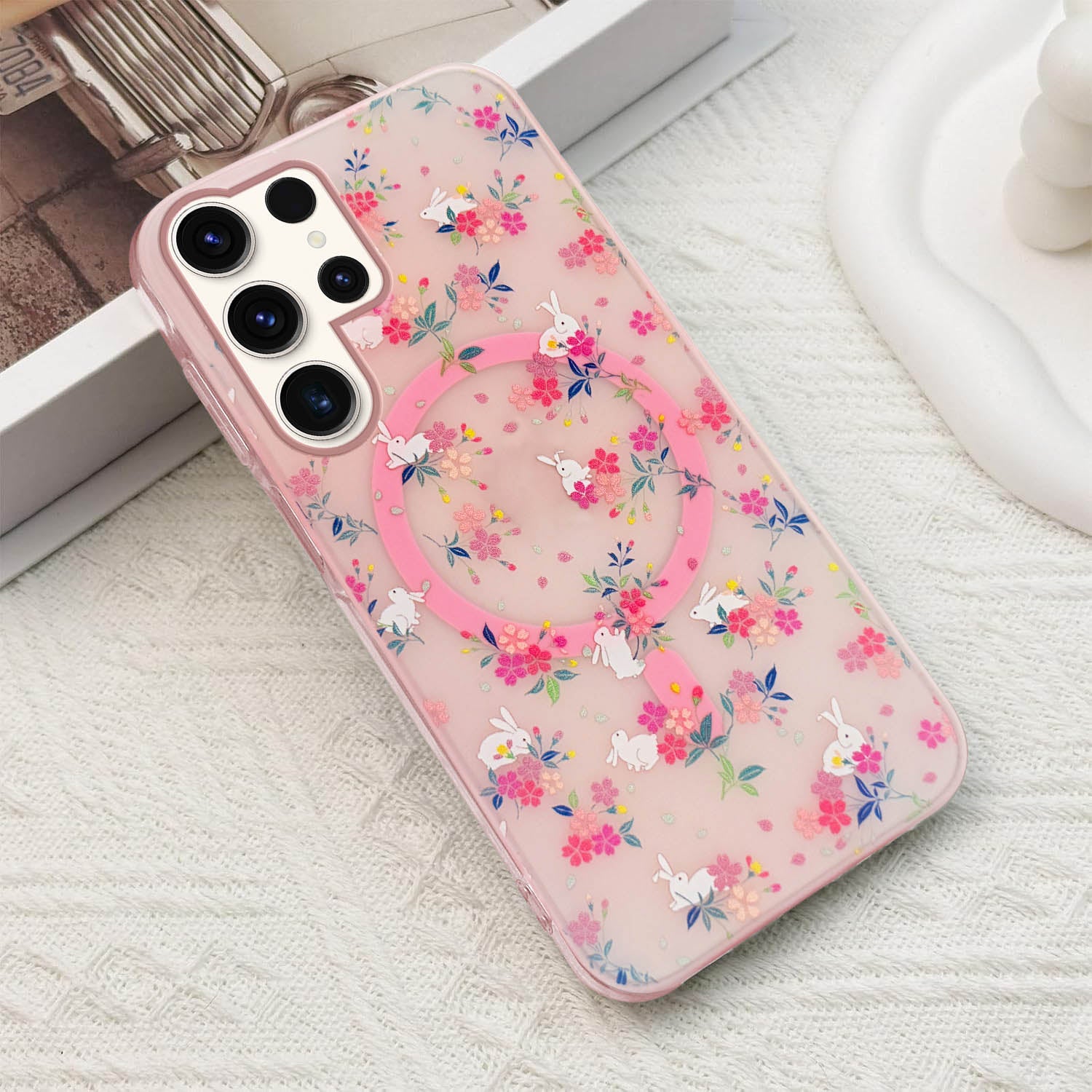 For Samsung Galaxy S23 Ultra Back Cover Case (Cute Floral Design | Flower Print for Girls | MagSafe Compatible Wireless Charging)