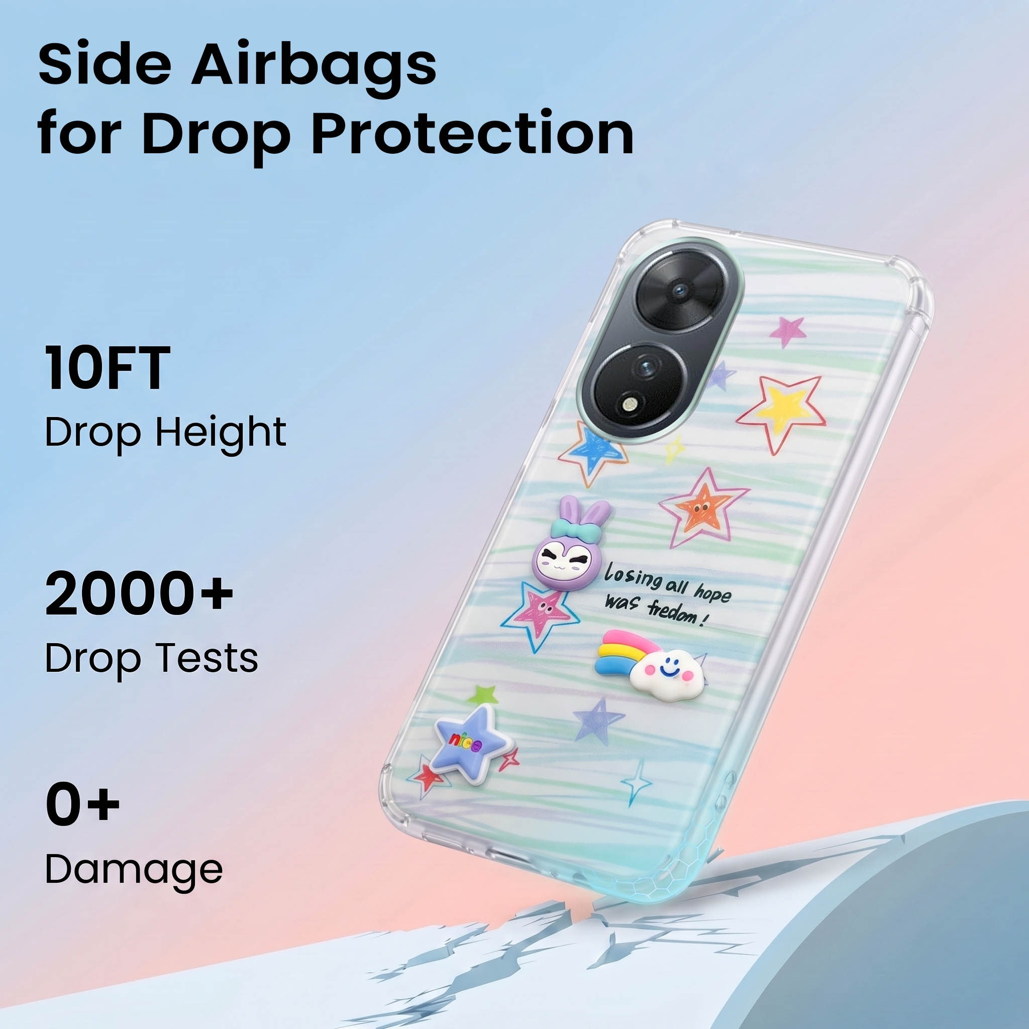 For Vivo T2 Back Cover Case (3D Cute Cartoons | Hard Back Side Soft | Matte Premium Finish | HD Printing)