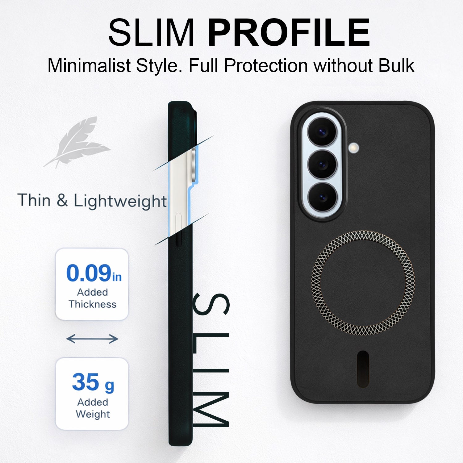 For Samsung Galaxy S26 5G Back Cover Case Leather Finish (MagSafe Compatible Wireless Charging | Soft Touch | Camera Bump Protection)