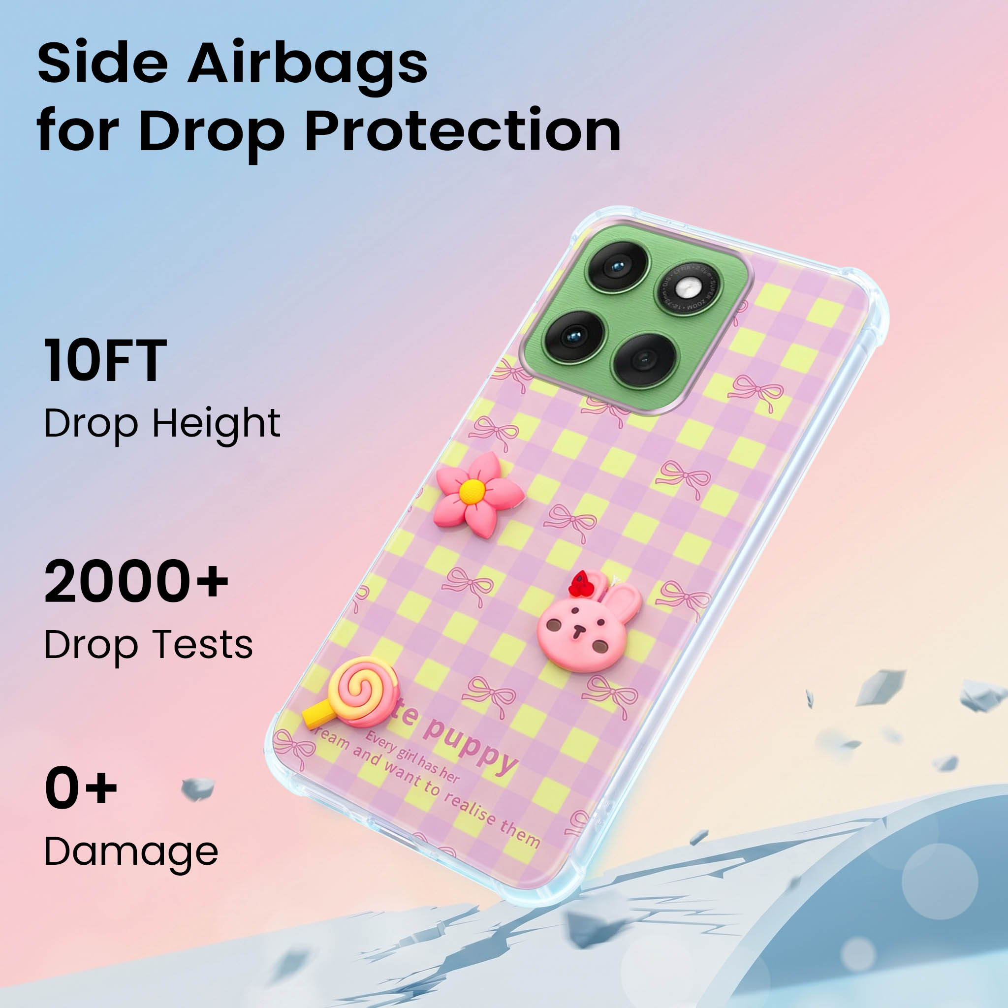 For Motorola Moto Edge 60 Back Cover Case (3D Cute Cartoons | Hard Back Side Soft | Matte Premium Finish | HD Printing)