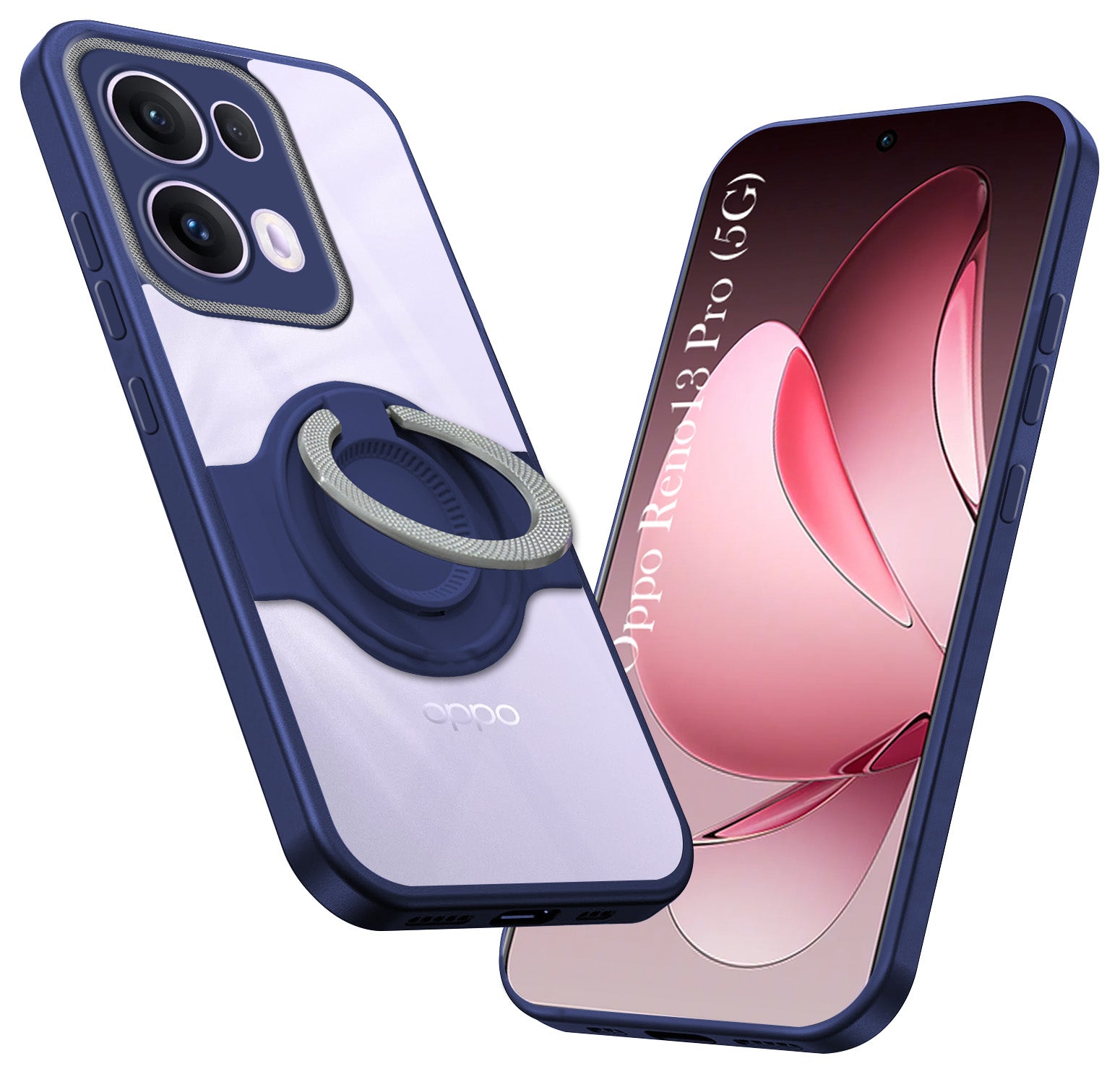 For Oppo Reno13 Pro 5G | Oppo Reno 13 Pro 5G Back Cover Case with stand (Built-in Ring Holder Kickstand | Lifetime Anti Yellow | Camera Protection)