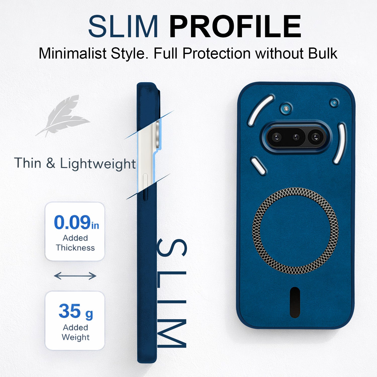 For Nothing Phone 3A 5G Back Cover Case Leather Finish (MagSafe Compatible Wireless Charging | Soft Touch | Camera Bump Protection)