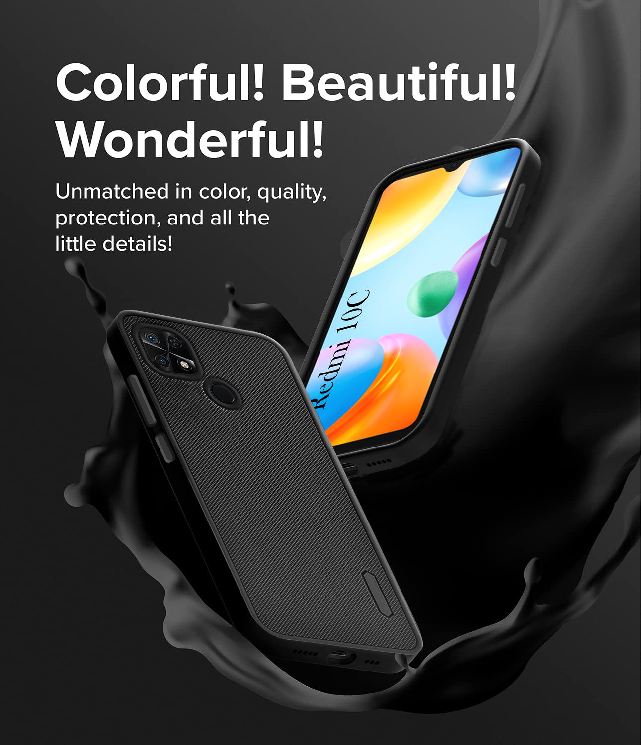 For Xiaomi Redmi 10C Back Cover Case Rubberised (Textured Grip Design | Camera Protection | Slim and Light Weight | Soft Touch and Feel)