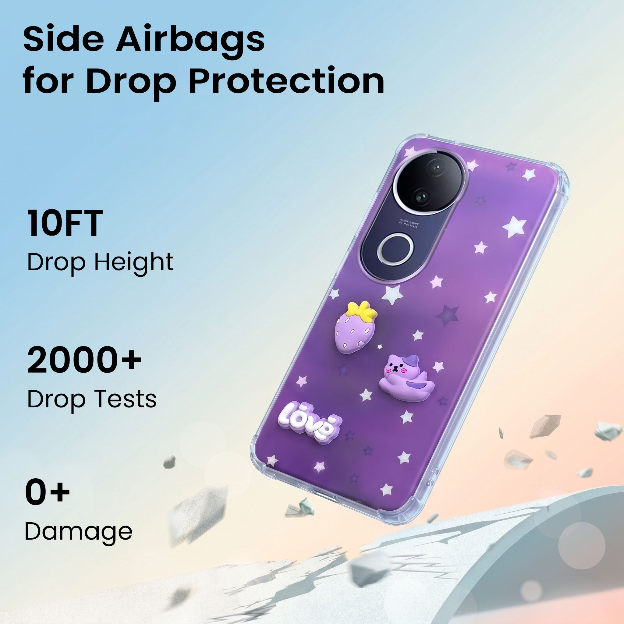For Vivo T4R Back Cover Case (3D Cute Cartoons | Hard Back Side Soft | Matte Premium Finish | HD Printing)