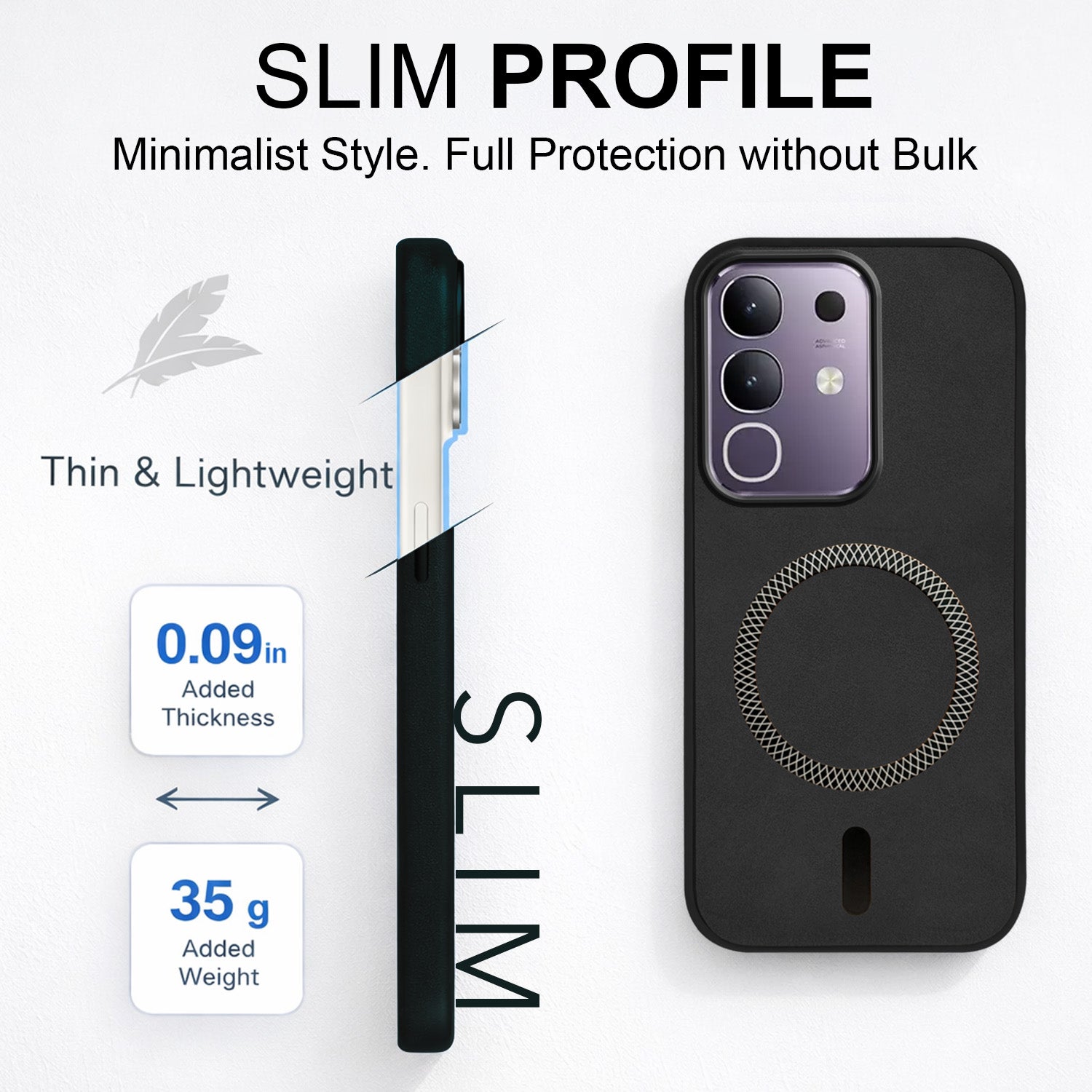 For Vivo T4x | Vivo Y31 Pro Back Cover Case Leather Finish (MagSafe Compatible Wireless Charging | Soft Touch | Camera Bump Protection)
