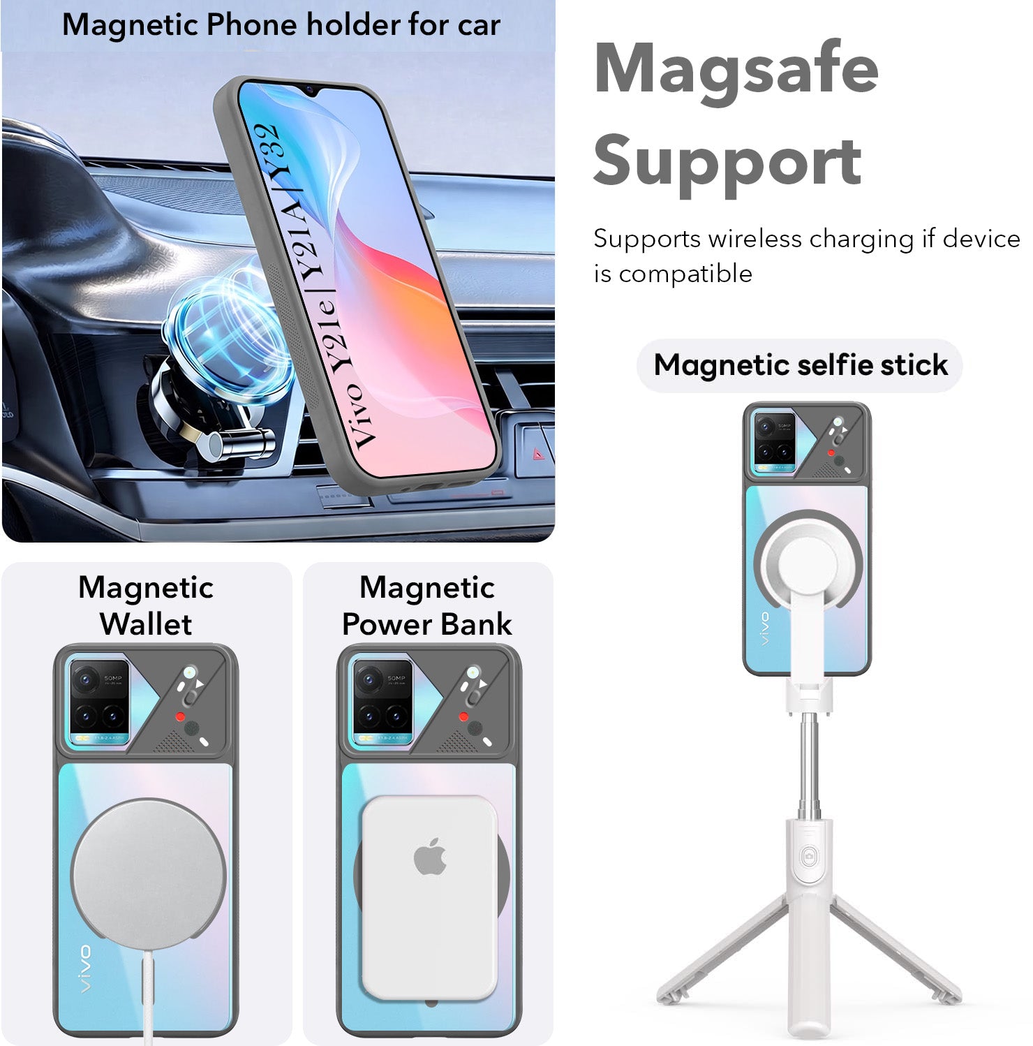 For Vivo Y21e | Vivo Y21A | Vivo Y32 Back Cover Case Lifetime Anti-Yellow Clear (Camera Protection | Side Grip | Wireless MagSafe Compatible)