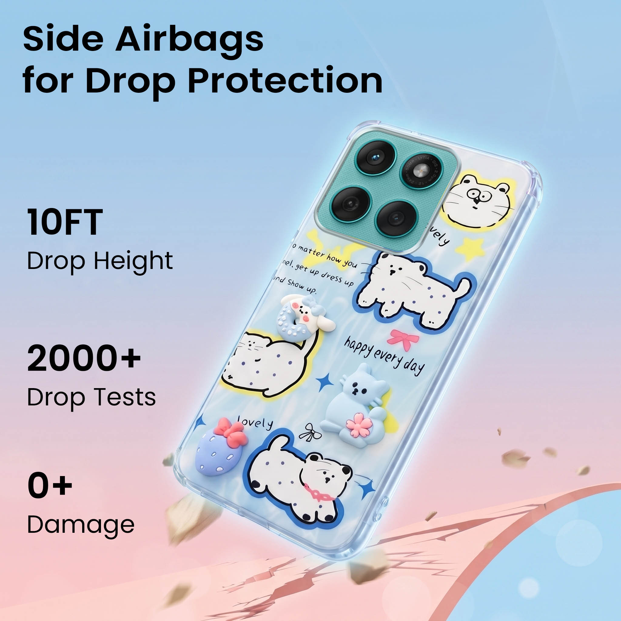 For Motorola Moto Edge 60 Fusion Back Cover Case (3D Cute Cartoons | Hard Back Side Soft | Matte Premium Finish | HD Printing)